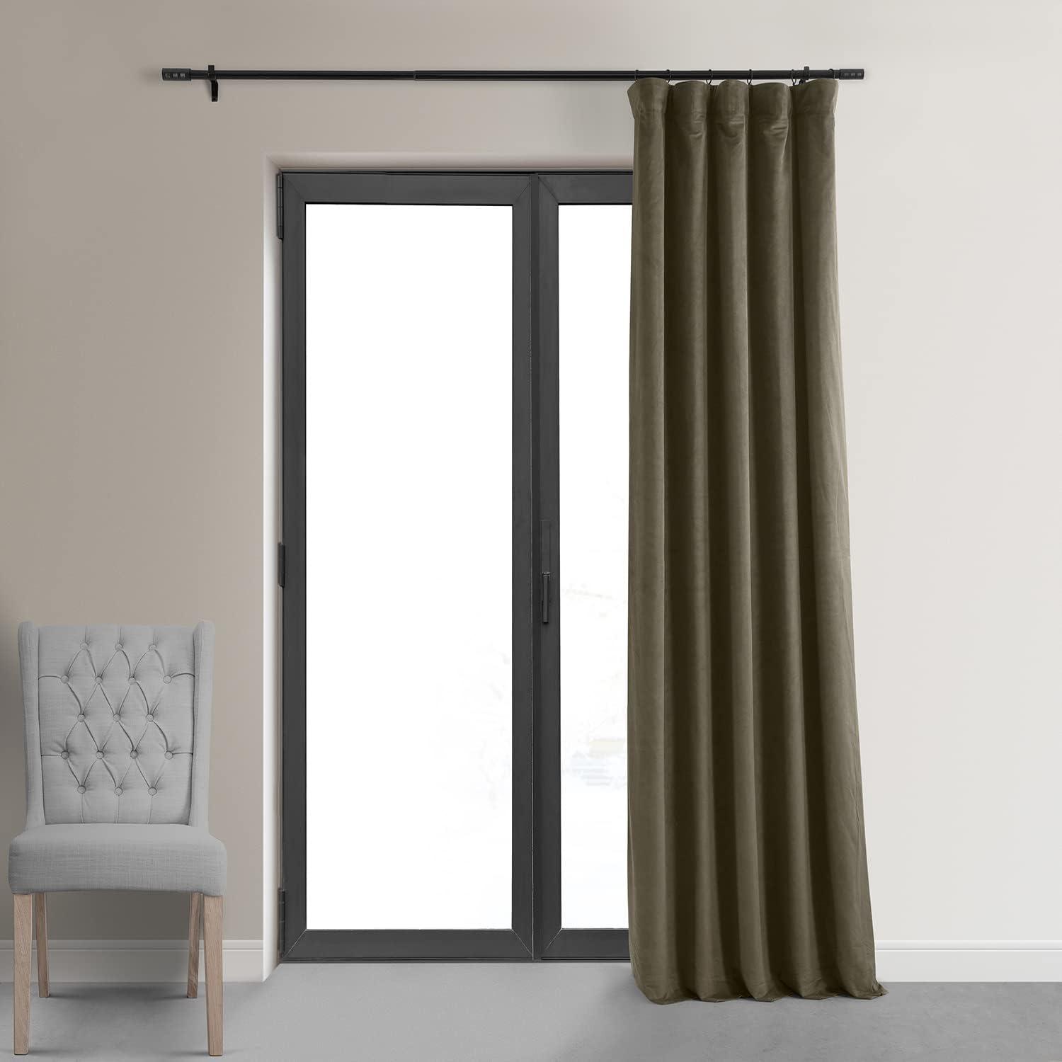 Signature Denver Taupe Blackout Velvet Curtain (1 Panel), Denver Taupe, 50W X 84L