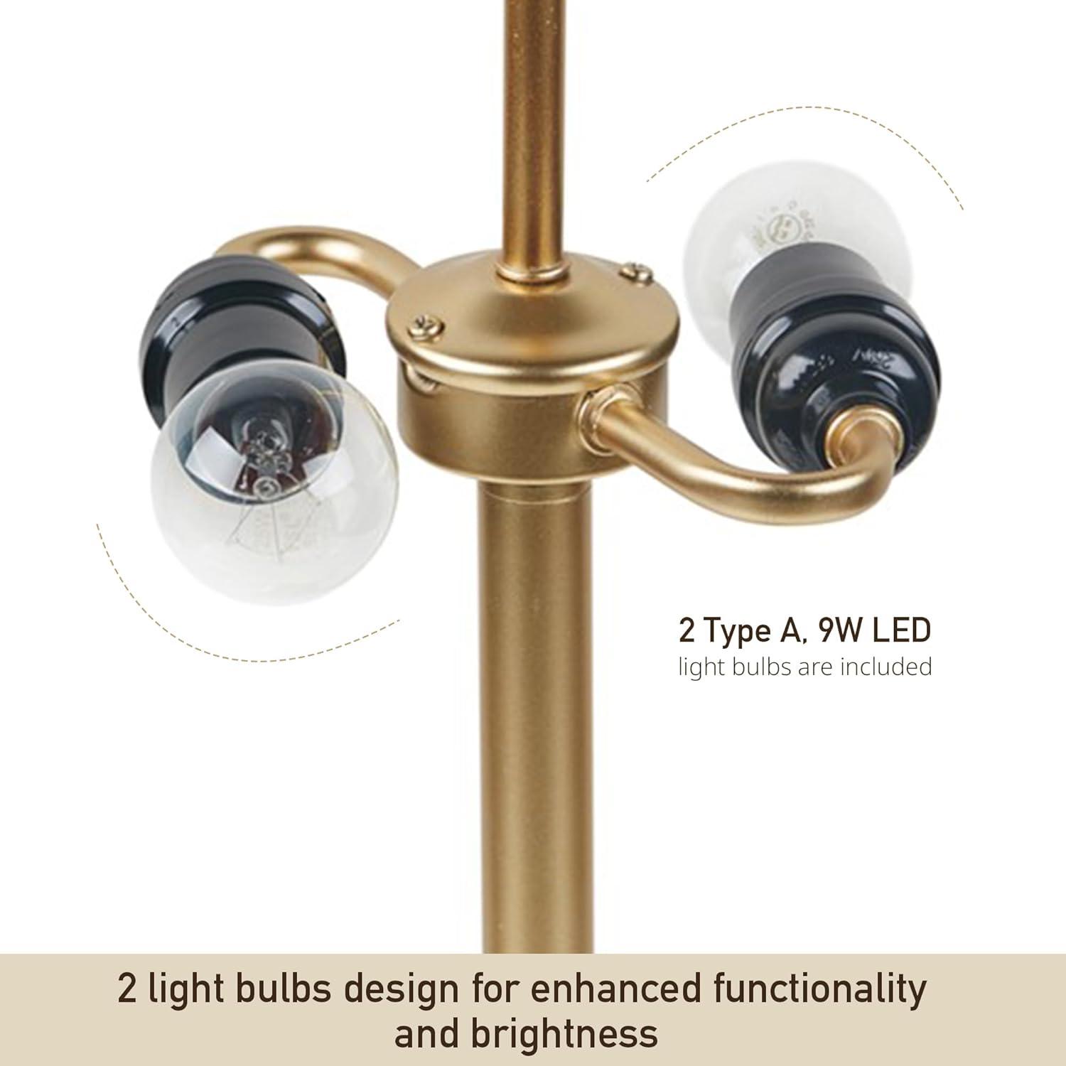 Everly Quinn Augusta Art Deco Dome-Shaped 2-Light Metal Table Lamp