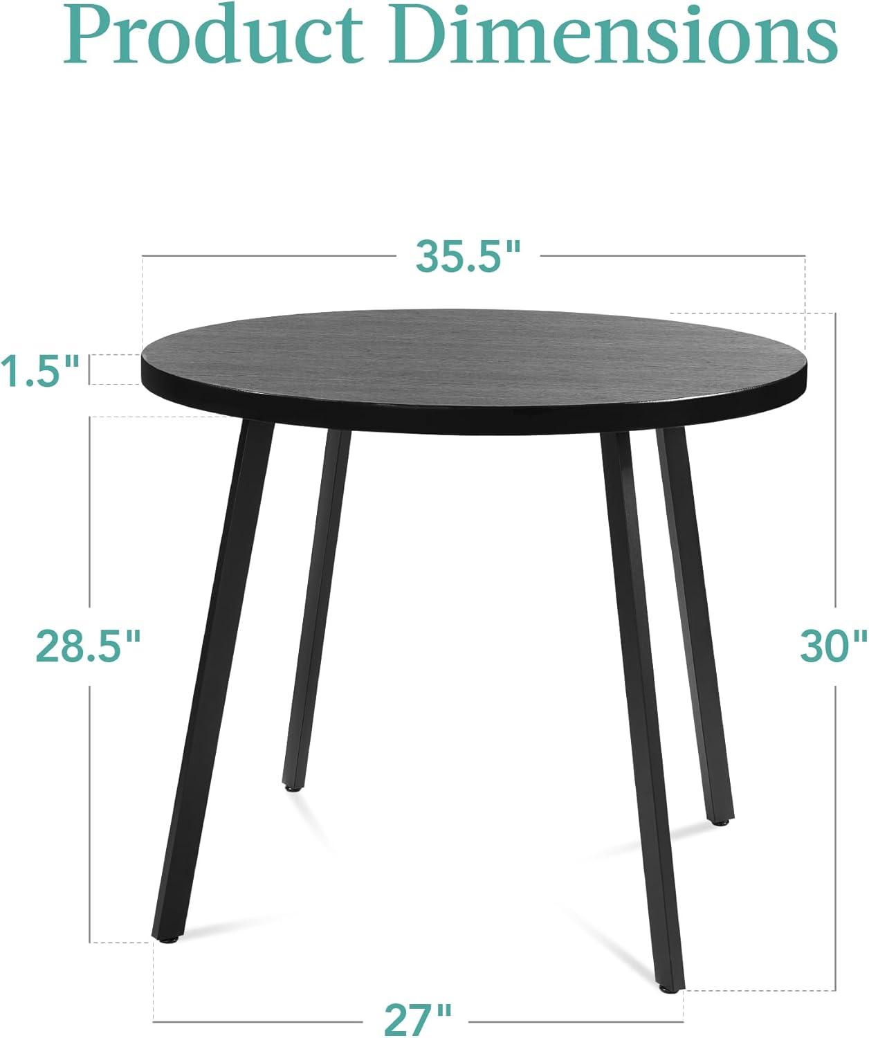 Brattleboro 35.5In Mid-Century Modern Round Dining Table W/ Steel Legs, Adjustable Feet