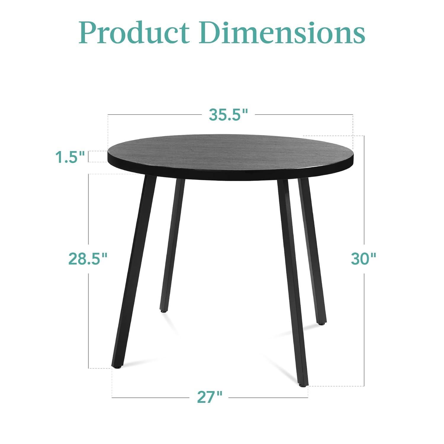 17 Stories Brattleboro 35.5In Mid-Century Modern Round Dining Table W/ Steel Legs, Adjustable Feet