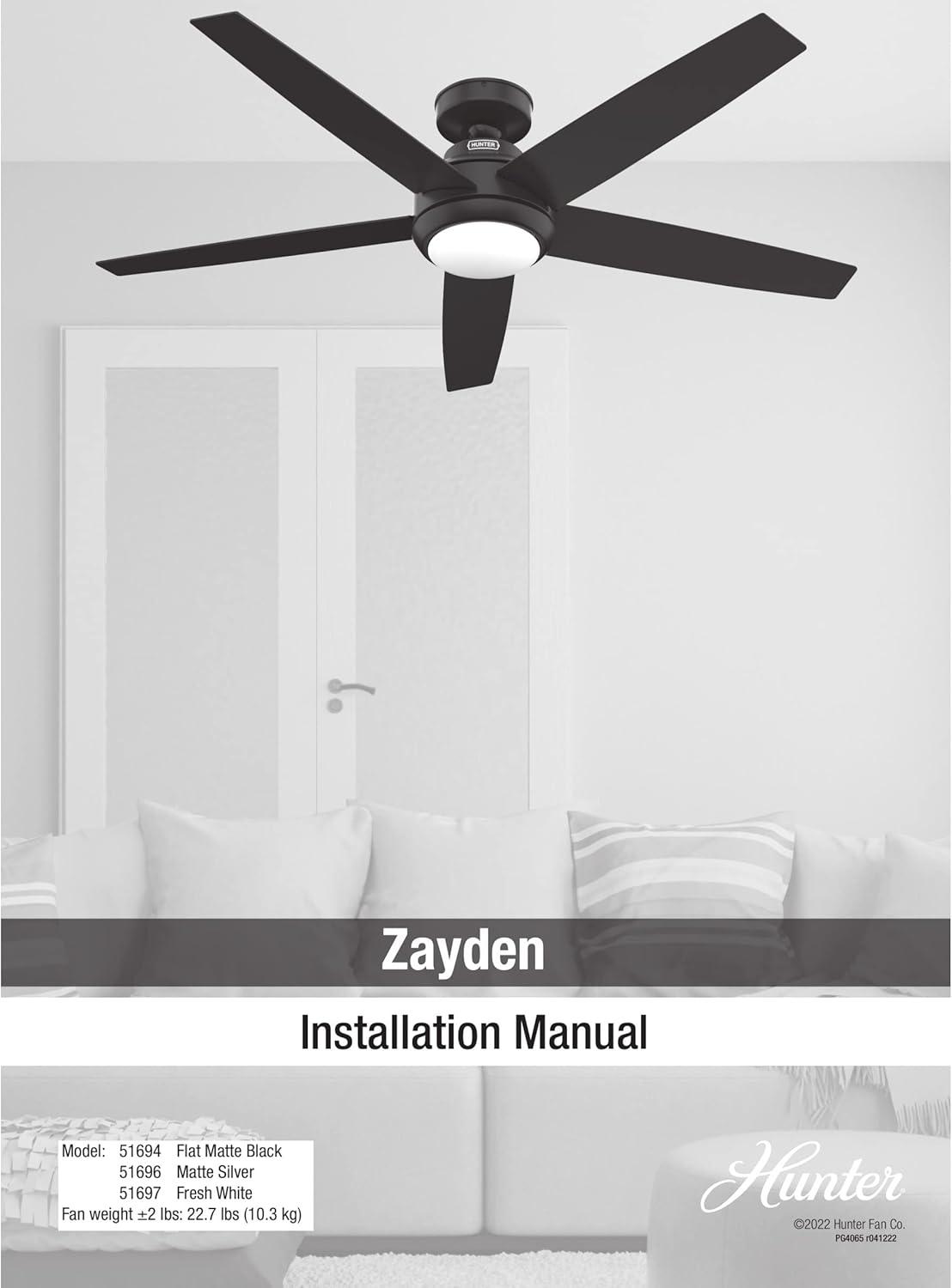 52" Zayden 5 - Blade Ceiling Fan With Lights and Remote