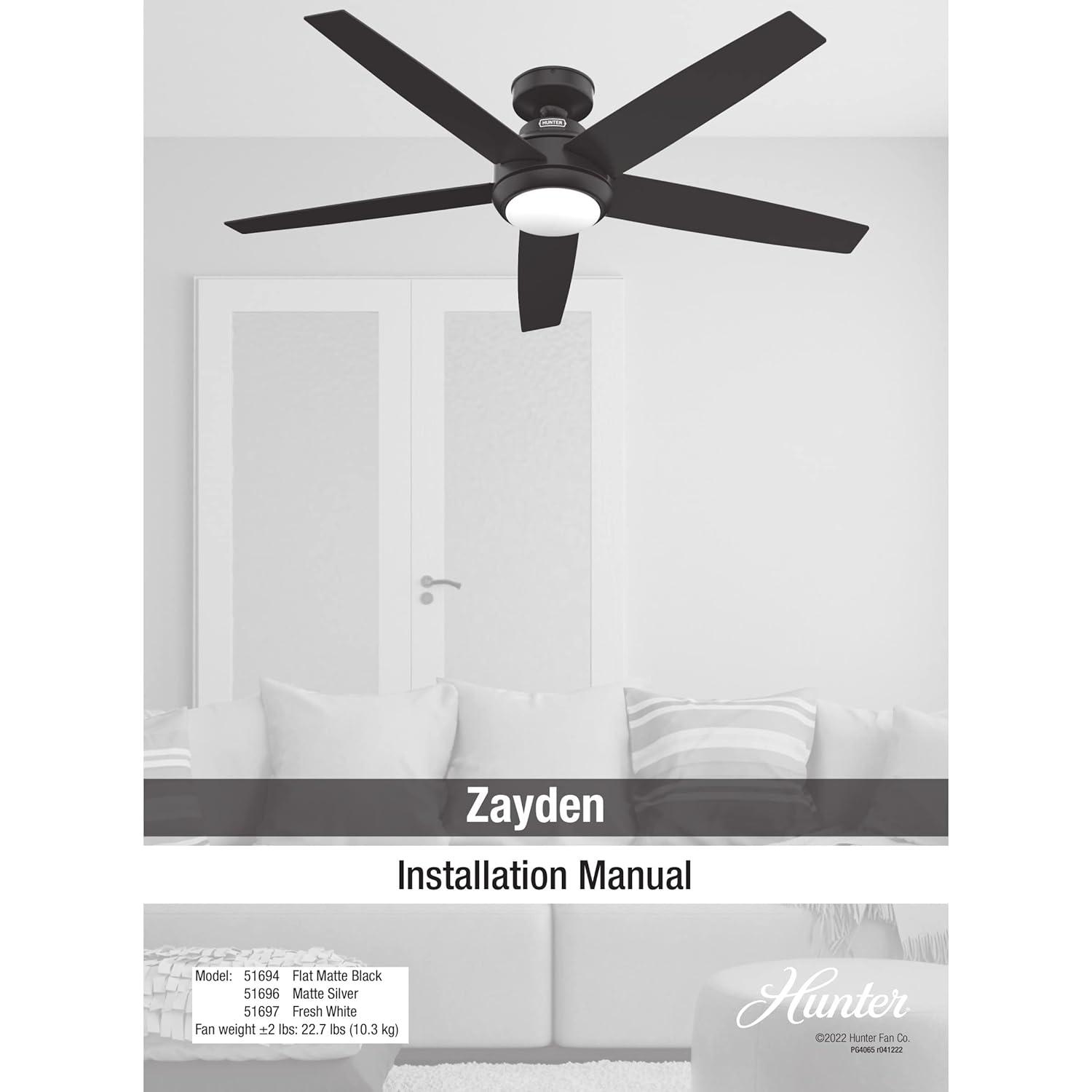 52" Zayden 5 - Blade Ceiling Fan With Lights and Remote