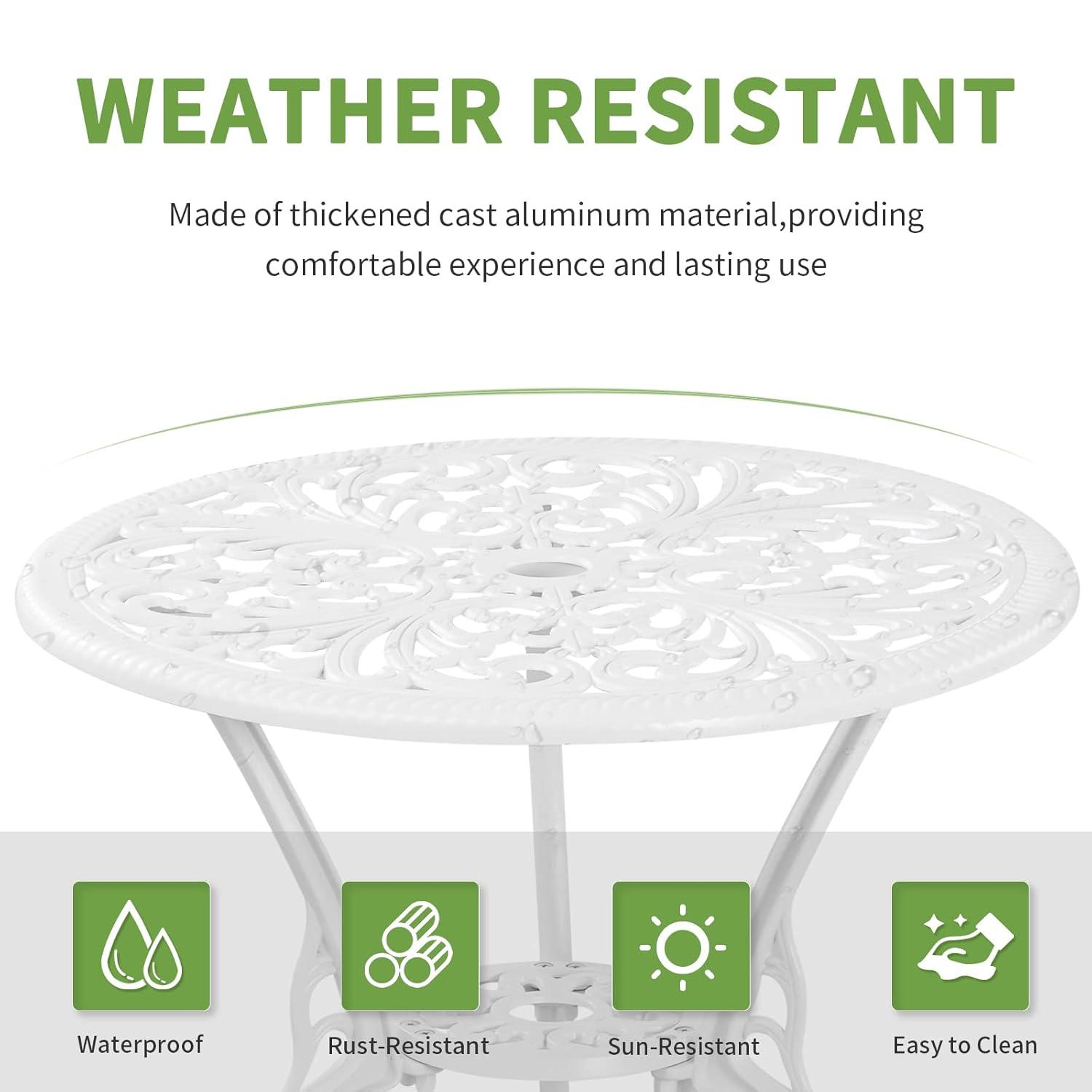 SunnyDaze Decor 2 - Person Metal Patio Dining Set with Round Table