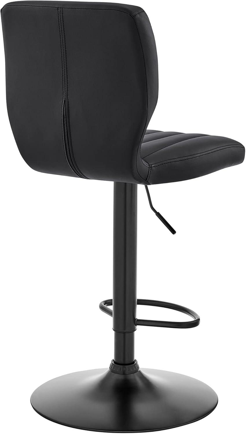 21 Inch Metal and Leatherette Swivel Bar Stool, Black - Saltoro Sherpi