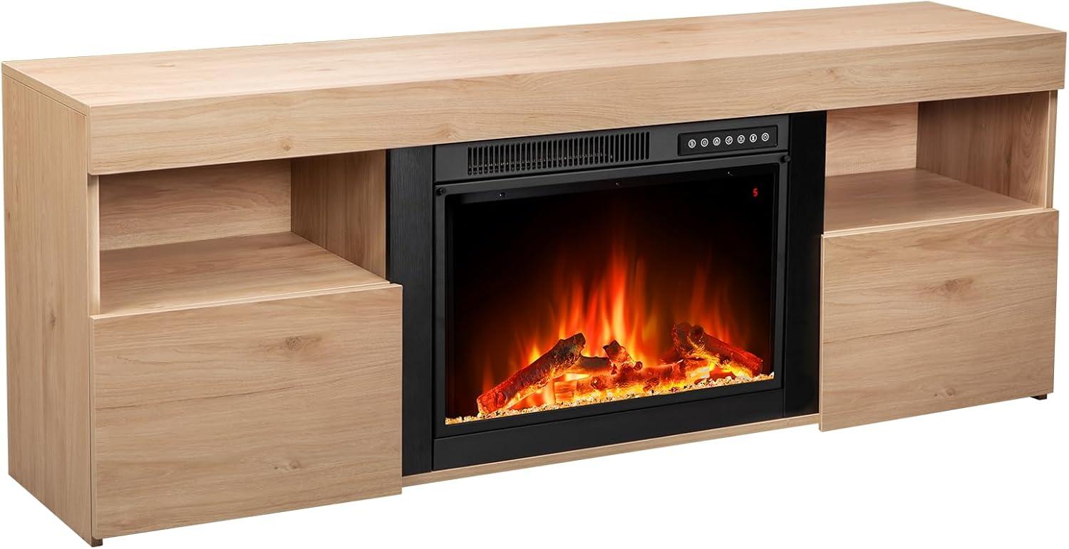 COWSAR COWSAR TV Stand for TVs up to 60" with Electric Fireplace with Remote Control,Adjustable Real 3d Flame Brightness