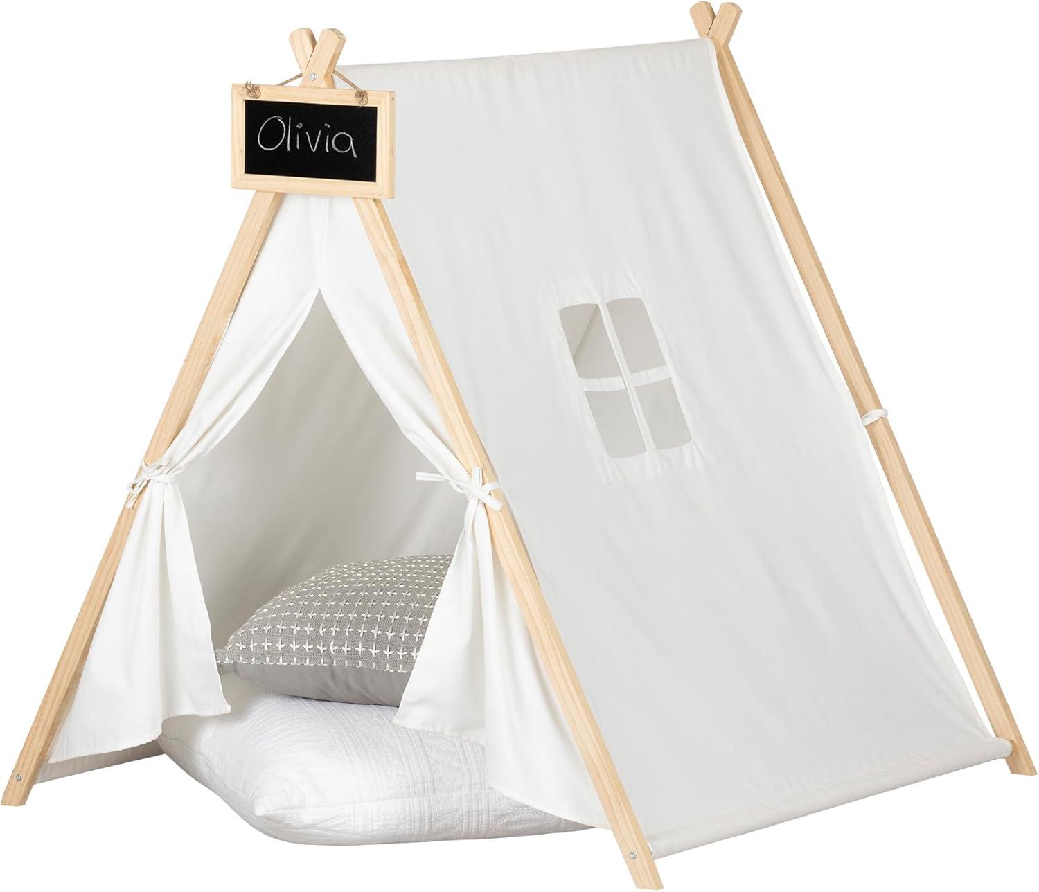 Sweedi Kids' Play Tent with Chalkboard in Organic Cotton and Pine