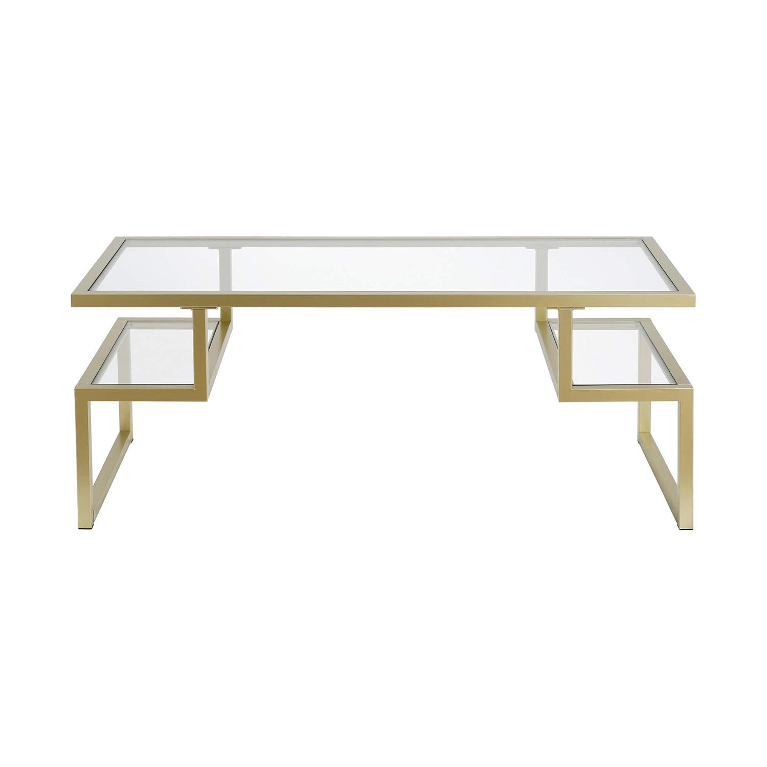 Evelyn&Zoe Zander 45" Wide Rectangular Coffee Table, Brass