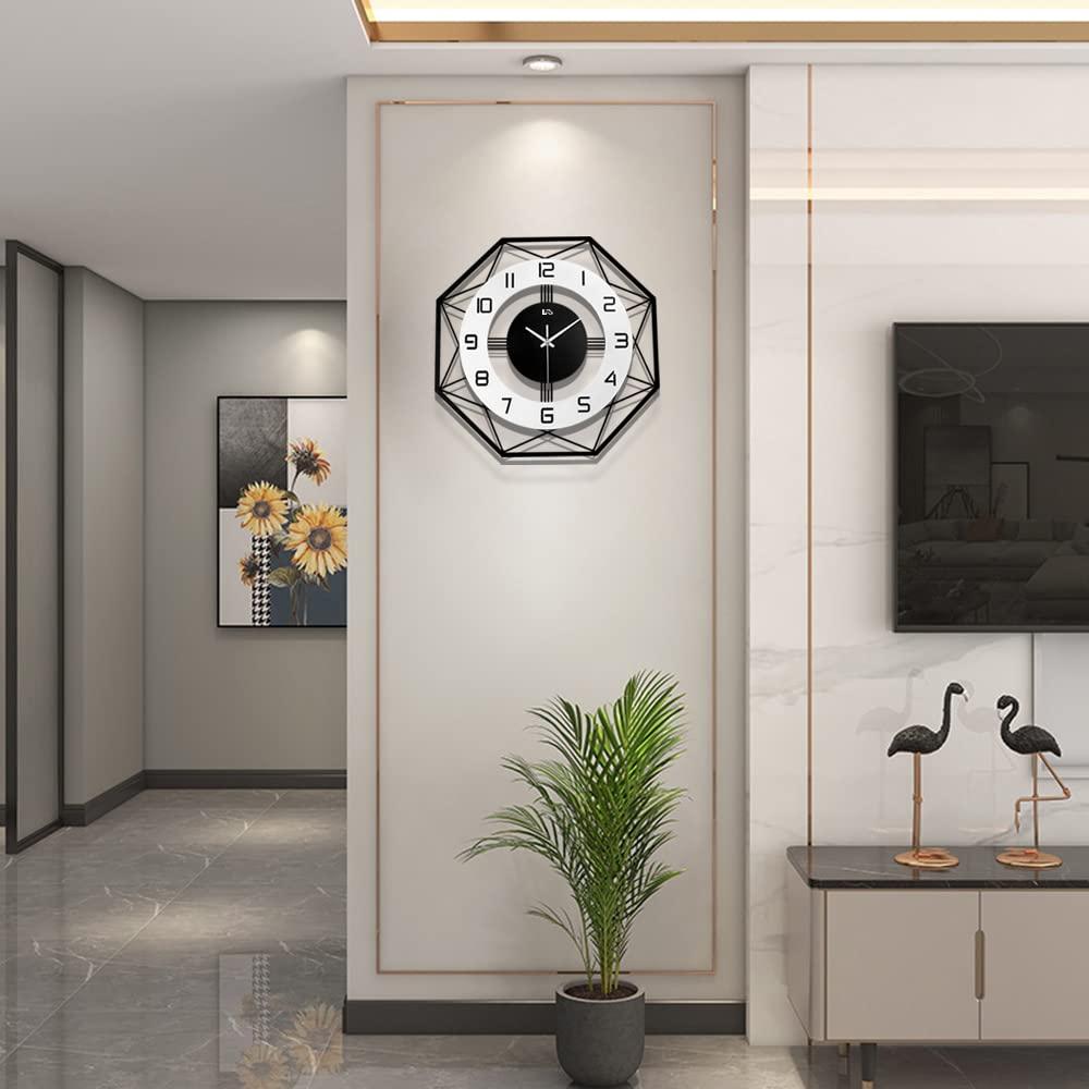 Large Wall Clock for Living Room Decor Pendulum Modern Kitchen Silent Big Wall Watch for Bedroom Black and White Decorative Office Non Ticking Battery Operated Wall Clock 25 Inch