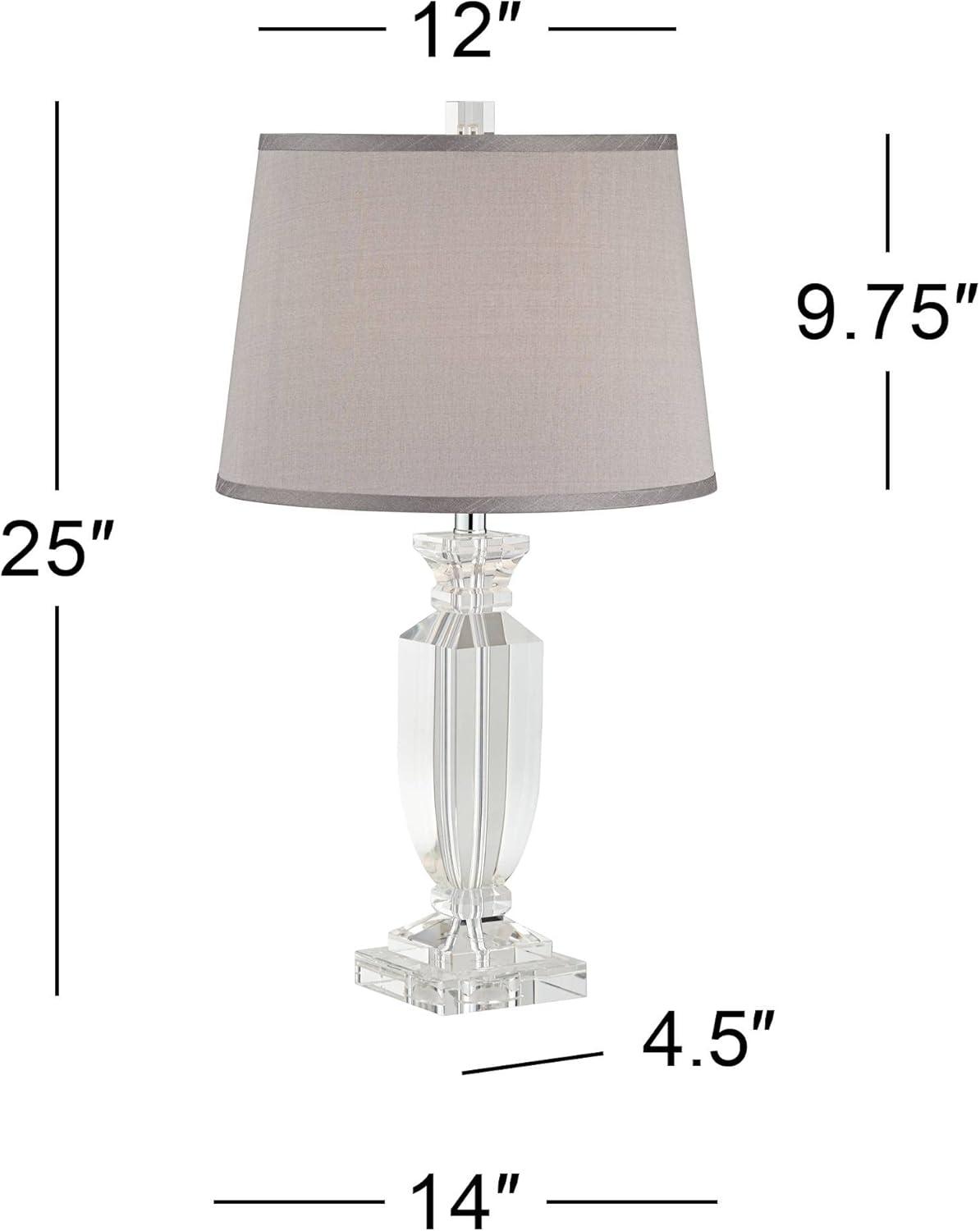 Vienna Full Spectrum Traditional Table Lamp 25" High Crystal Body Gray Tapered Drum Shade for Living Room Bedroom Bedside Nightstand Family