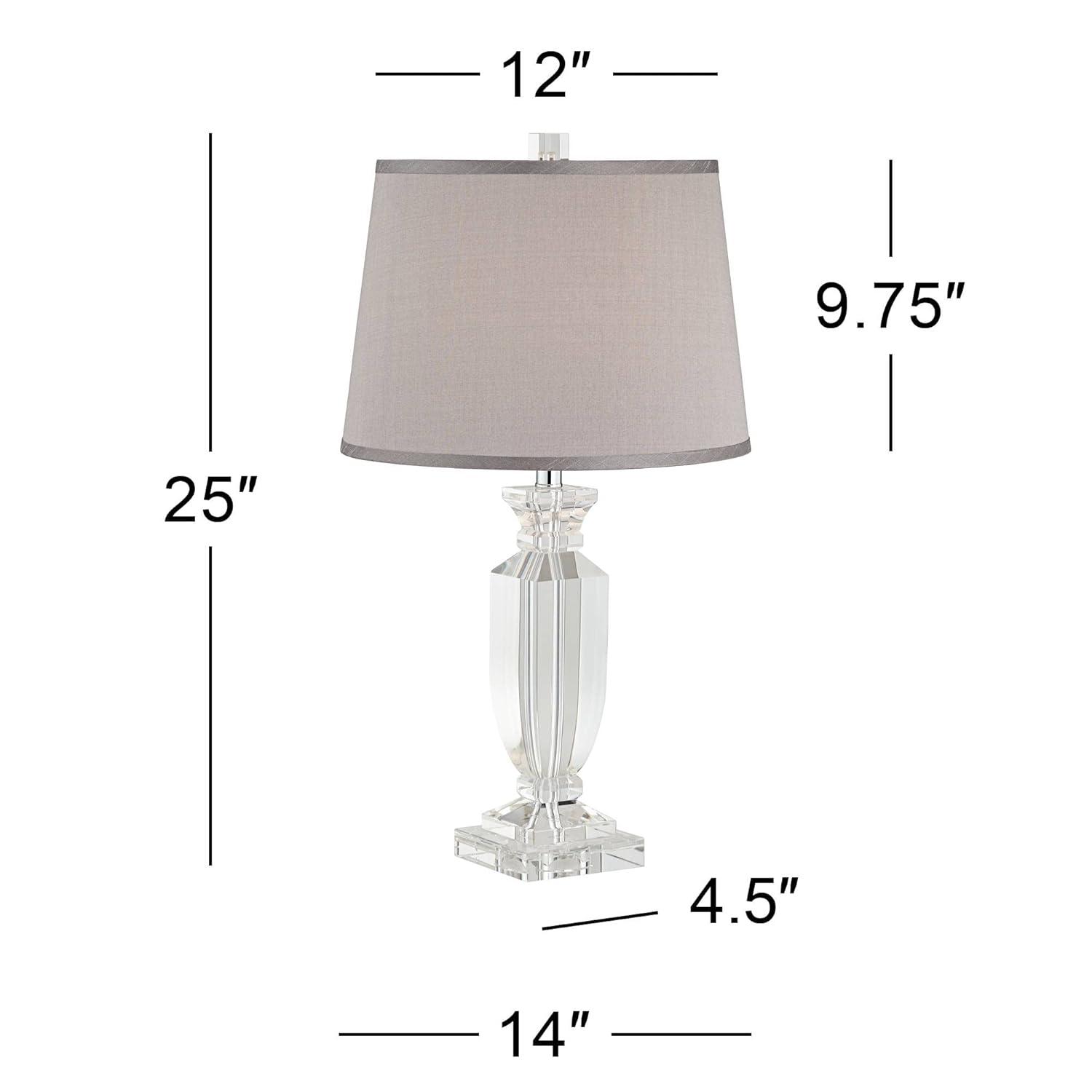Vienna Full Spectrum Traditional Table Lamp 25" High Crystal Body Gray Tapered Drum Shade for Living Room Bedroom Bedside Nightstand Family