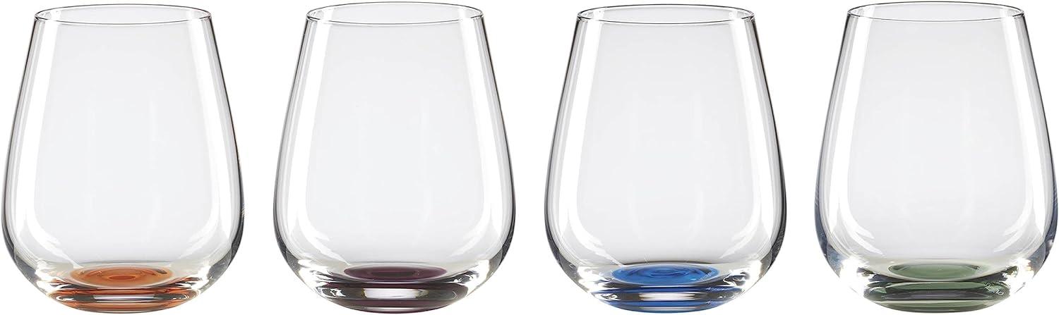 Colorful Bottoms Up Stemless Wine Glass Set, 4 Pieces