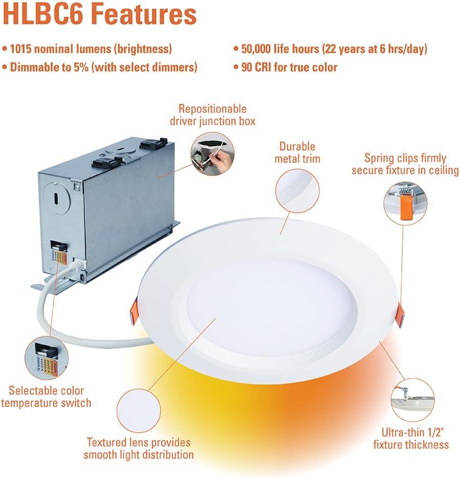 White Aluminum Ultra-Slim Regressed LED Downlight with Dim to Warm