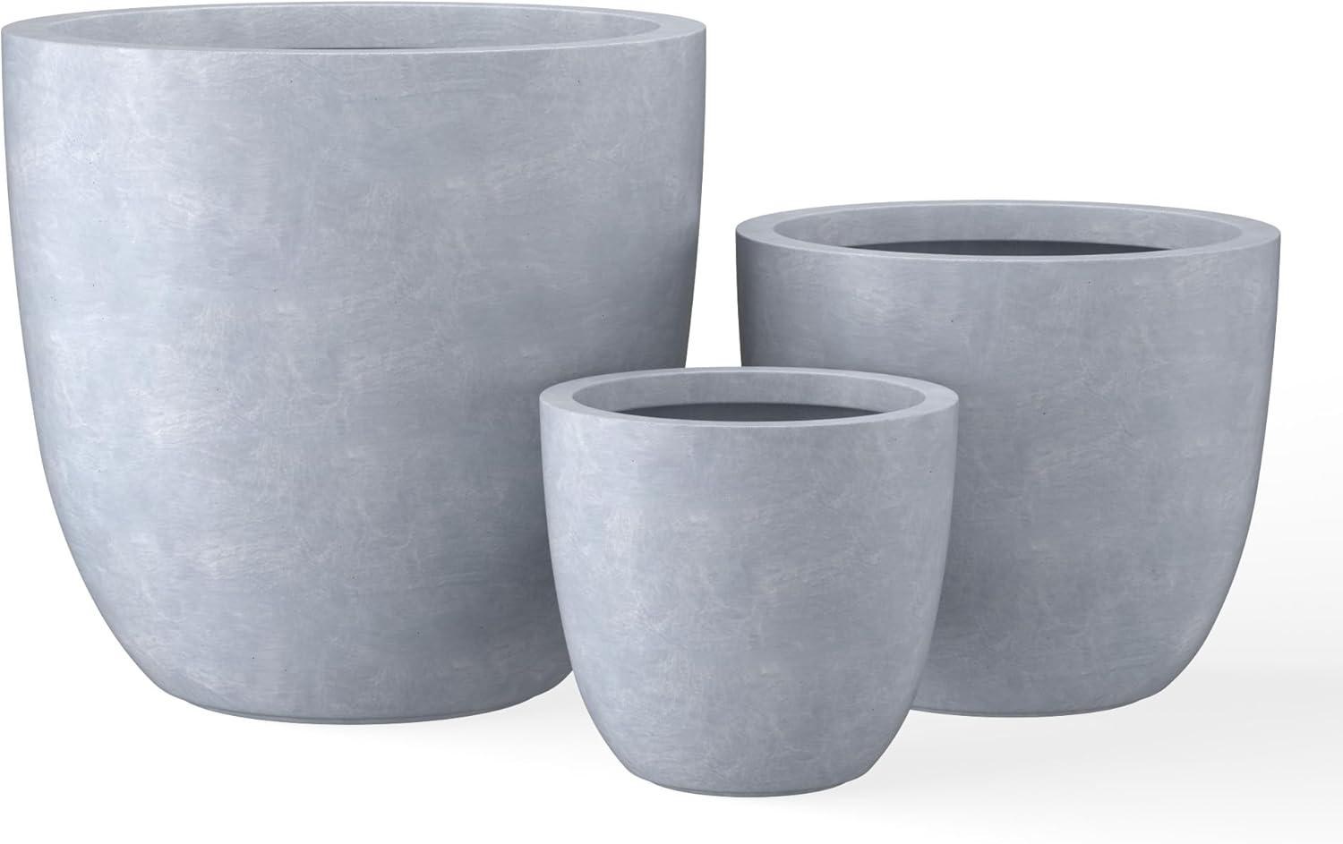 Set of 3 17" Kante Seamless Concrete Planters for Patio & Garden - Rosemead Home & Garden, Inc.