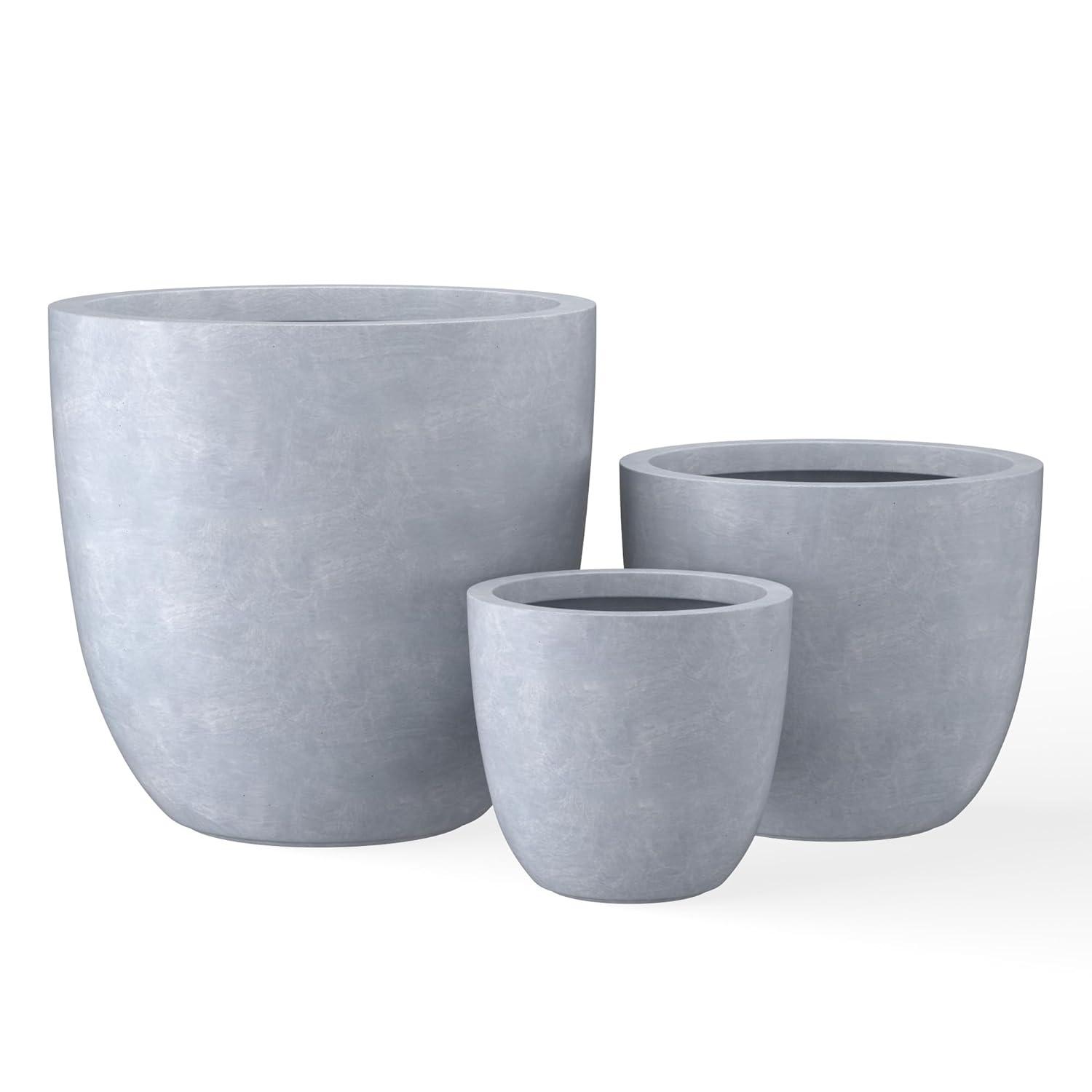 Set of 3 17" Kante Seamless Concrete Planters for Patio & Garden - Rosemead Home & Garden, Inc.
