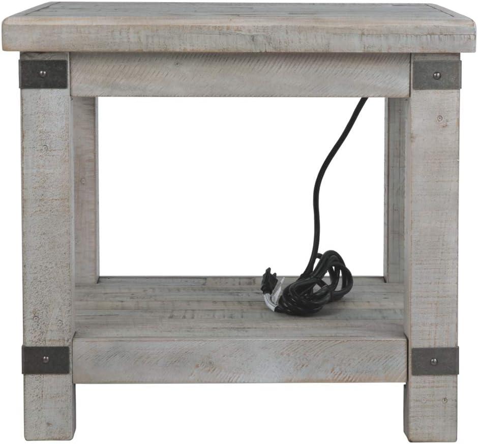 Carynhurst Rectangular End Table White - Signature Design by Ashley: Farmhouse Style, Distressed Finish, Storage Shelf