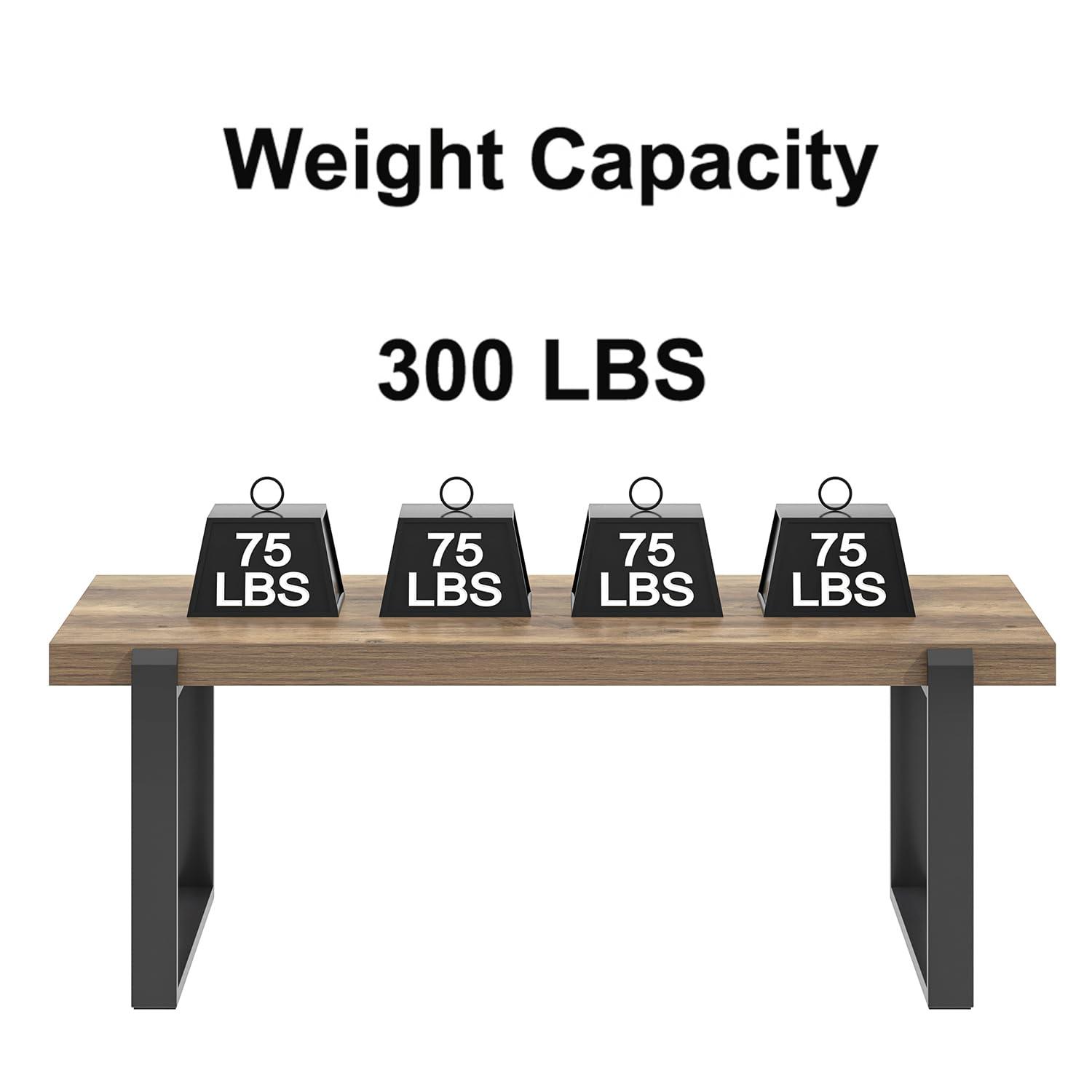 FOLUBAN Coffee Table, Modern Rustic Wood and Metal Center Table with Storage, Industrial Cocktail Tea Table for Living Room, Oak, 47 Inch