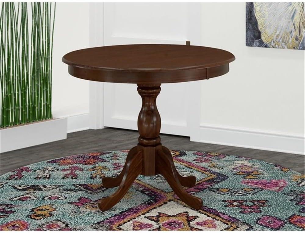 HomeStock Boldly Bohemian Round Wood Table Mahogany Color Table Top Surface And Asian Wood Round Dining Table Pedestal Legs Mahogany Finish