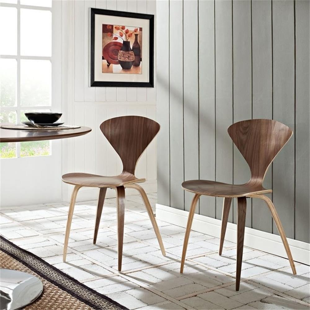 Modway Dark Walnut Style Stacking Chair Set by Modway