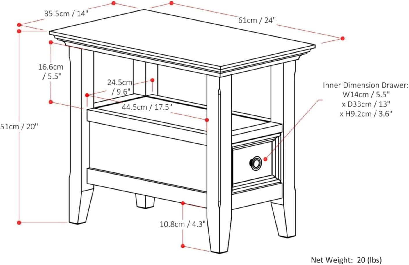 Simpli Home Amherst Side Table in Hickory Brown