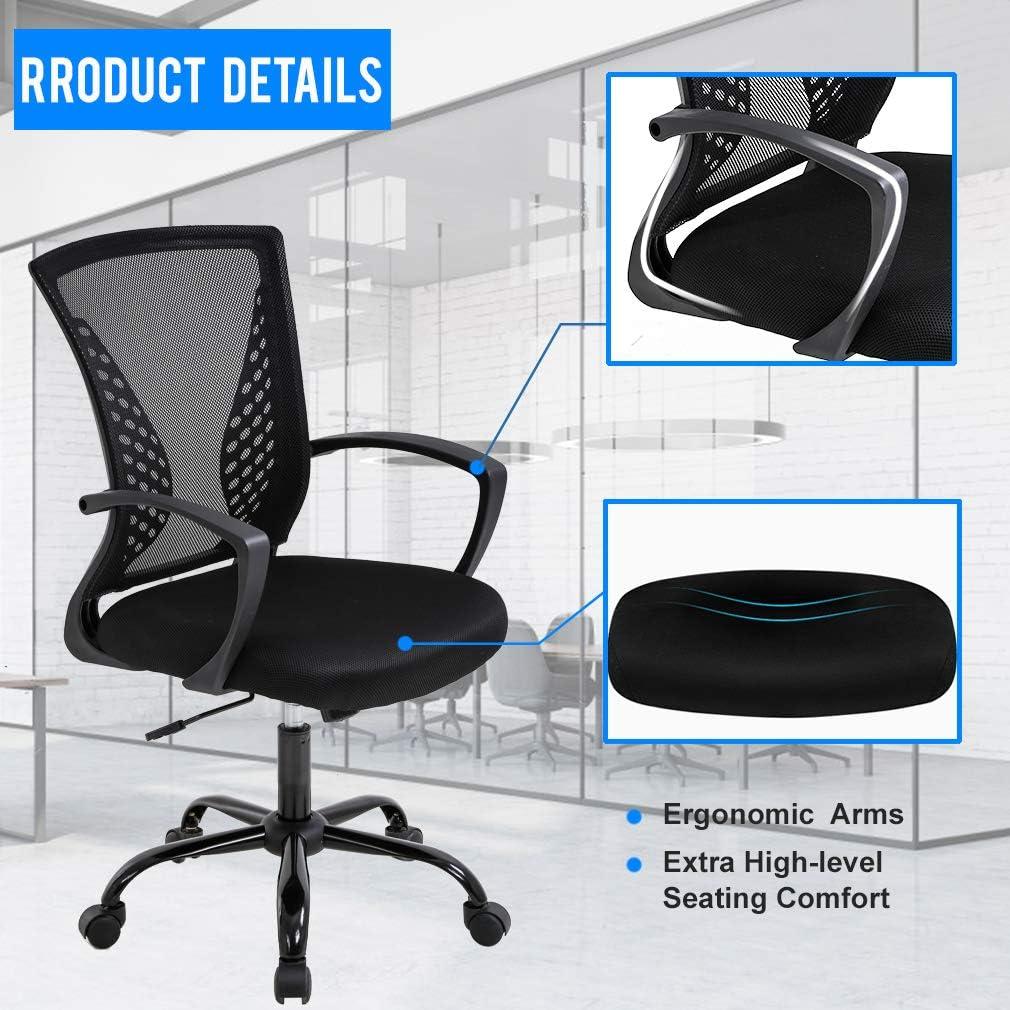 BestOffice Ergonomic Office Chair, Lumbar Support, Adjustable Height with Armrests for Adults(Black)