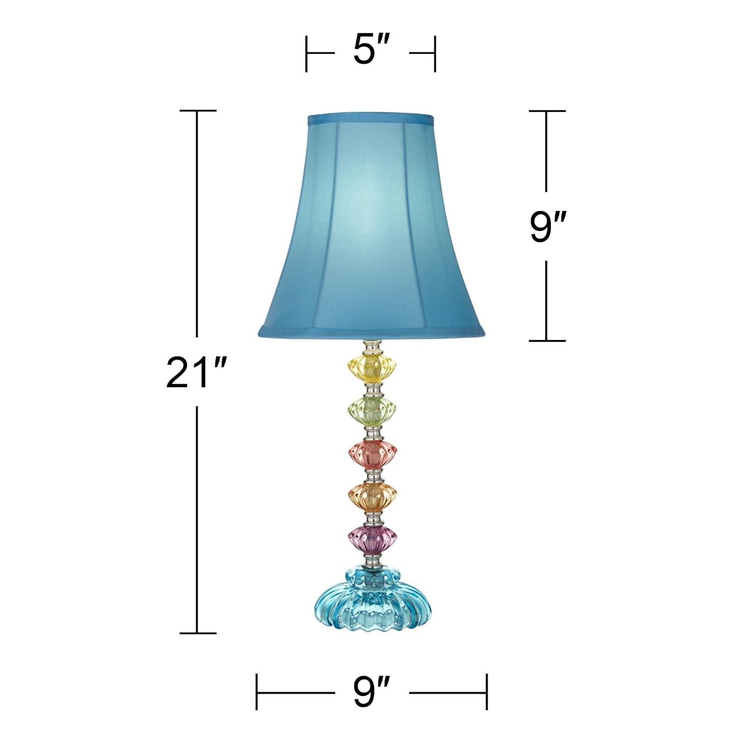 360 Lighting Bohemian Country Cottage Accent Table Lamp 21" High Teal Blue Stacked Glass for Bedroom Living Room Bedside Nightstand Office Kids Family