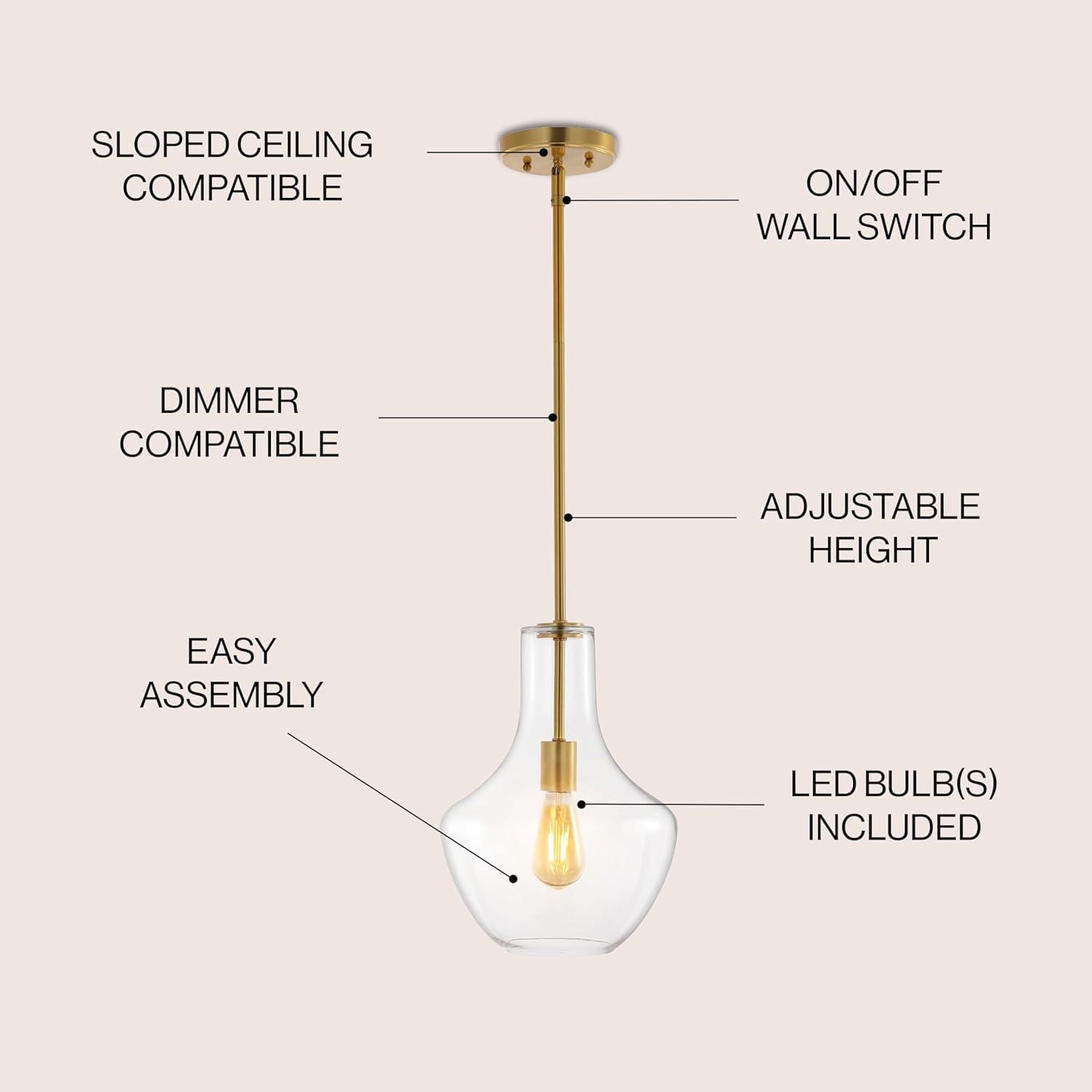 Watts 10.5" Gold and Clear Glass LED Pendant Light