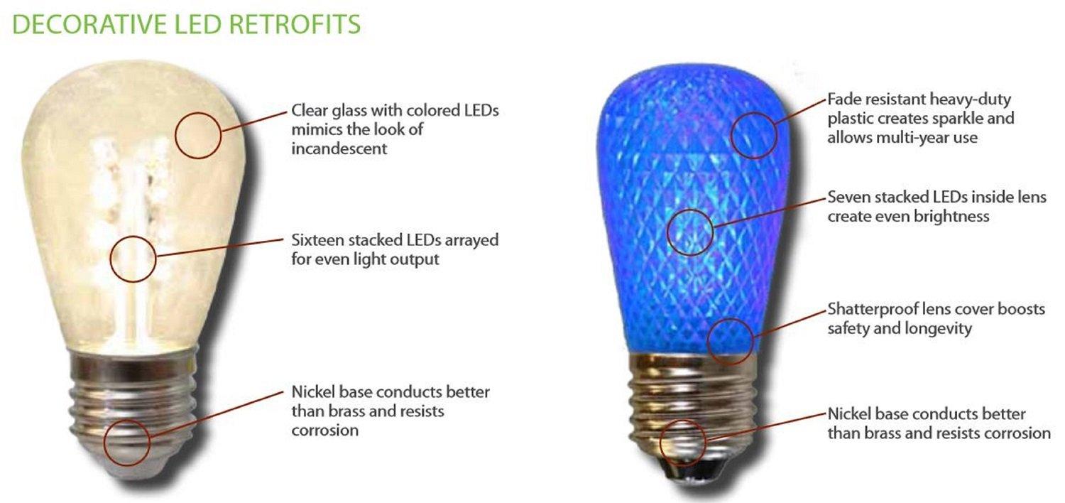 American Lighting S14-LED-WW Box Of 25 Faceted Plastic- 1.5 Watt- S14-shaped Led Lamp- Warm White