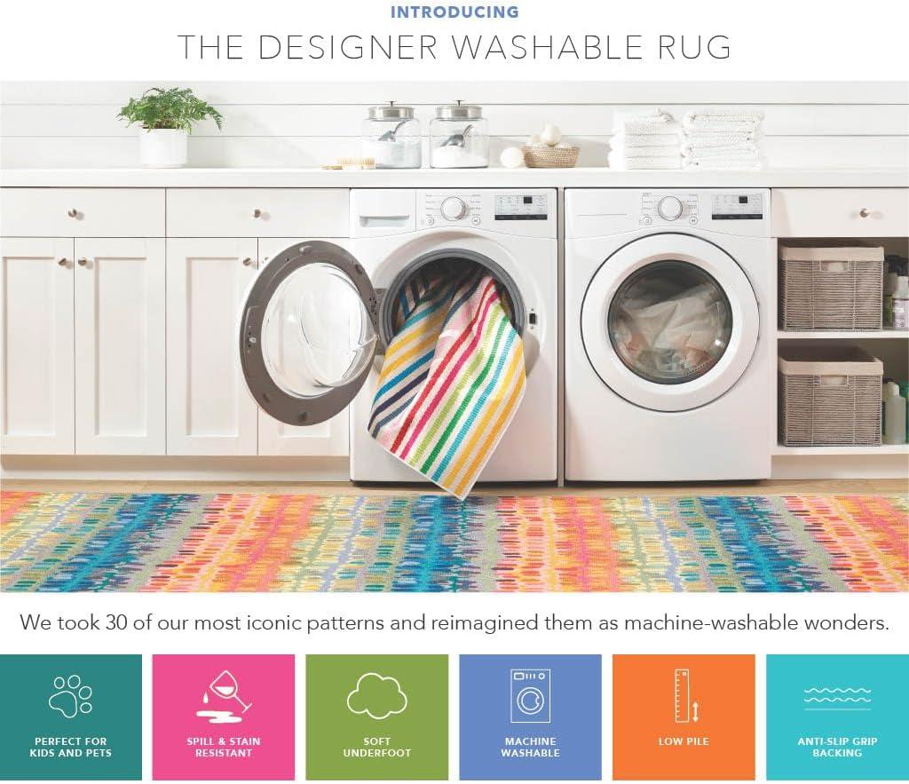 Annie Selke - Dash & Albert Japanese Poppy Multi Machine Washable Rug, 5x8, Multi