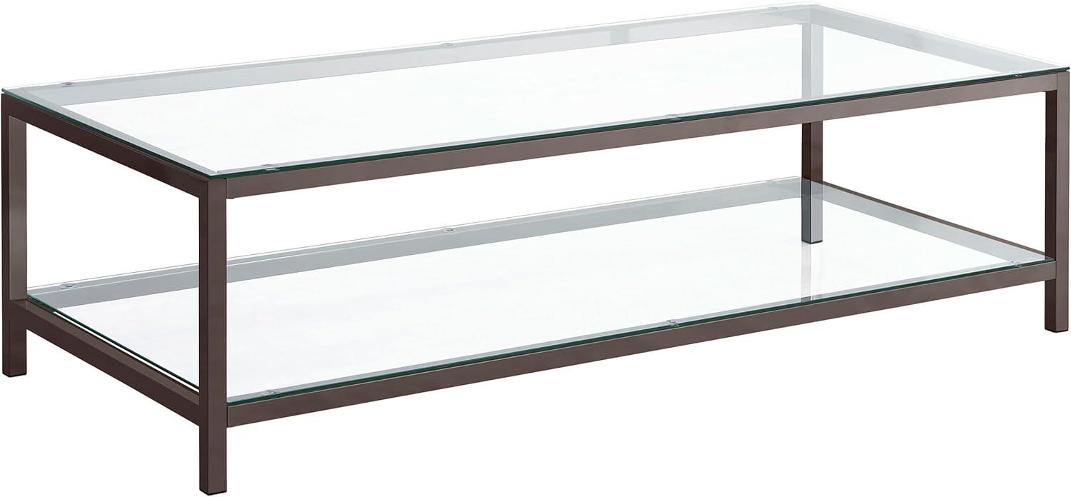 Trini Coffee Table with Glass Top and Shelf Black Nickel - Coaster