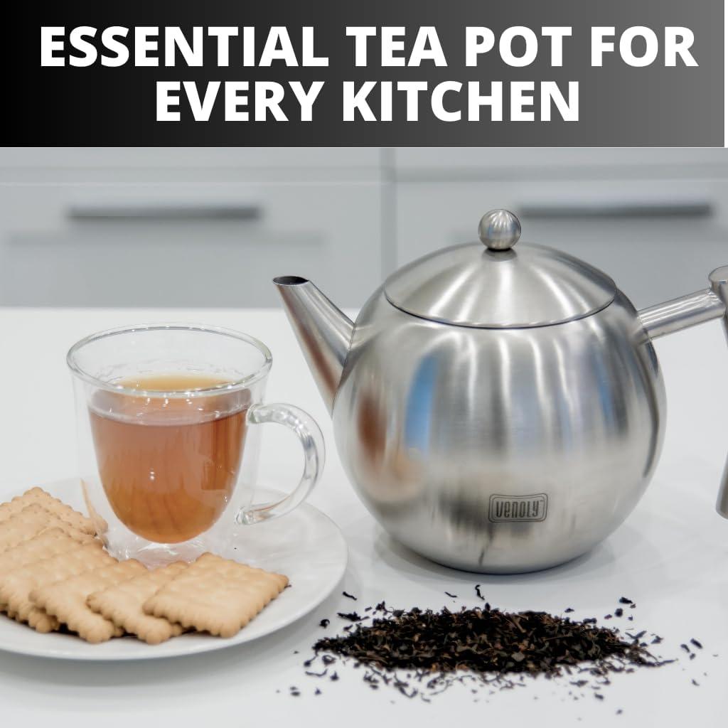 Venoly Venoly Stainless Steel Tea Pot With Removable Infuser Dishwasher Safe and Heat Resistant (Set of 50)