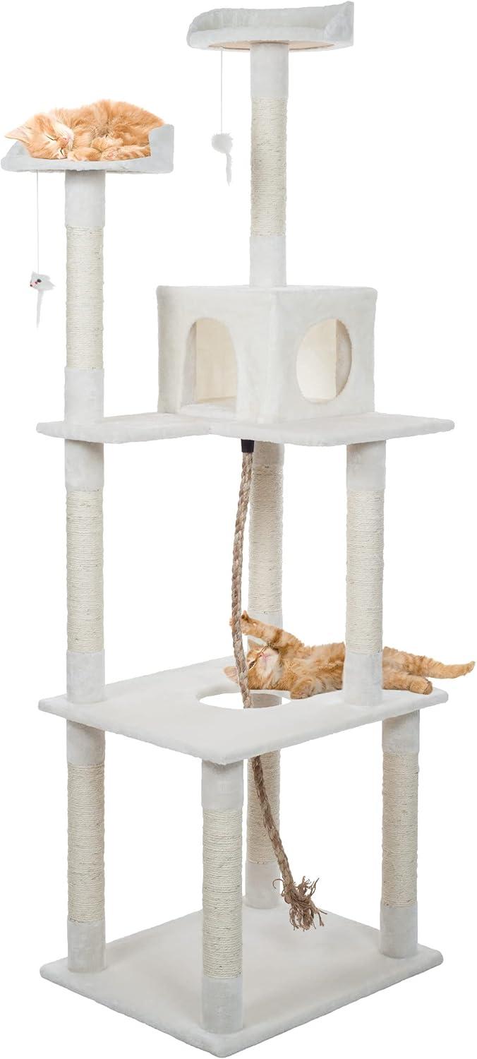 PetMaker 6 Foot Cat Tree with Scratch Posts in Ivory