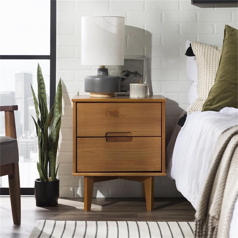 AllModern Mags Solid Wood Groove 2-Drawer Nightstand