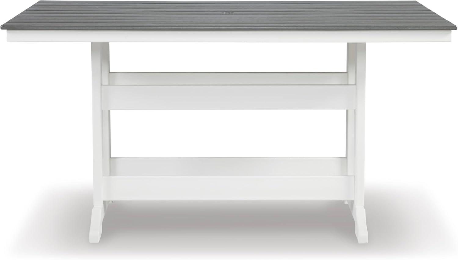 Ashley Furniture Transville Outdoor Plastic Dining Table in Gray and White