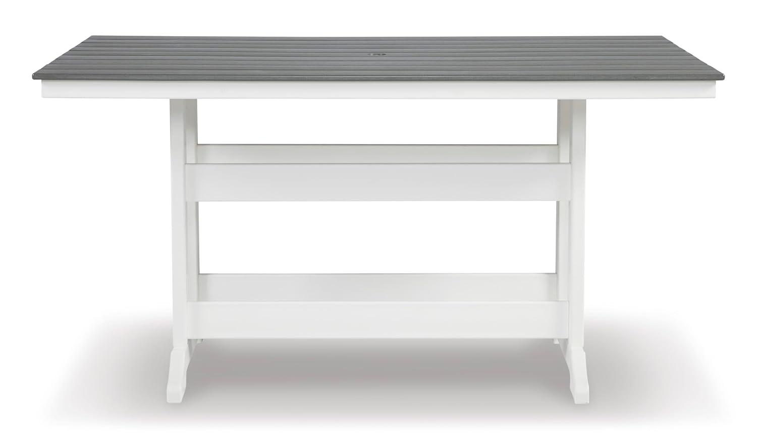 Ashley Furniture Transville Outdoor Plastic Dining Table in Gray and White
