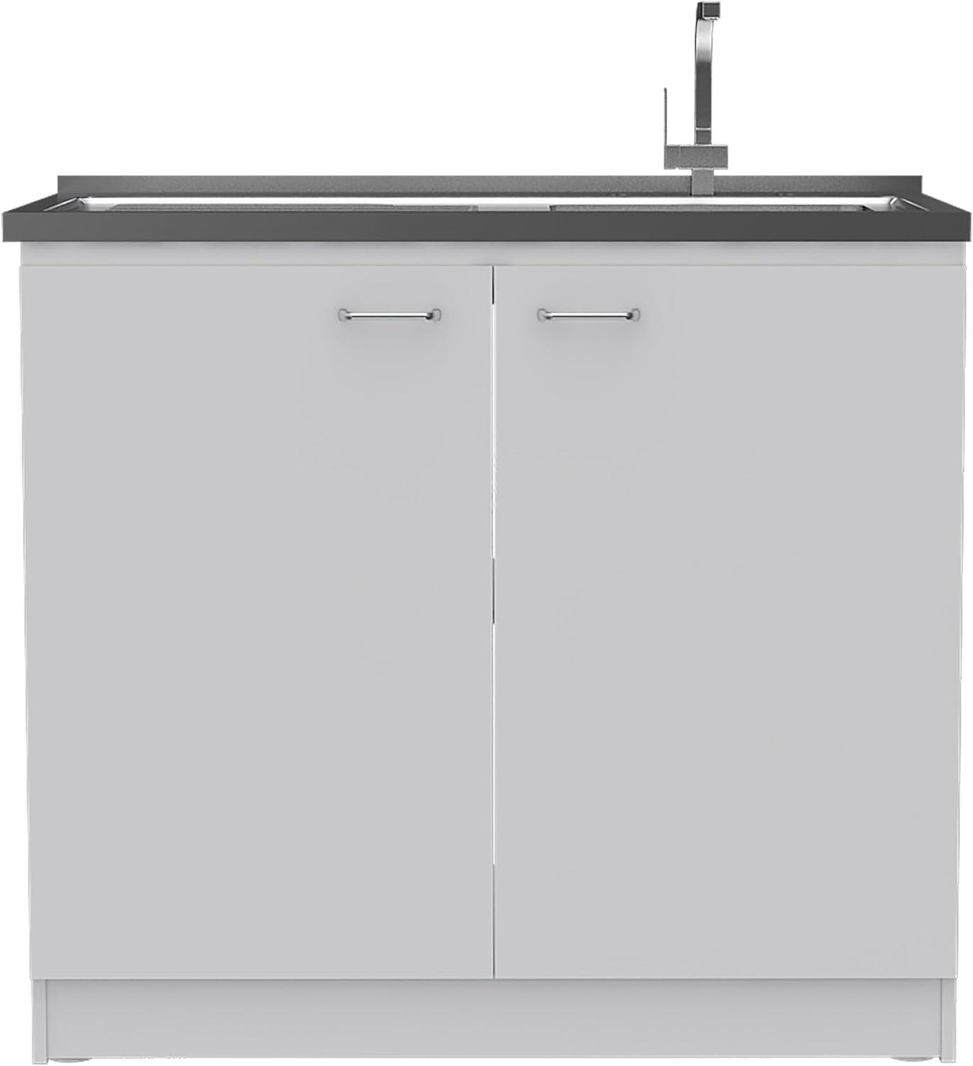 TUHOME Napoles Utility Sink Cabinet With Integrated Steel Sink
