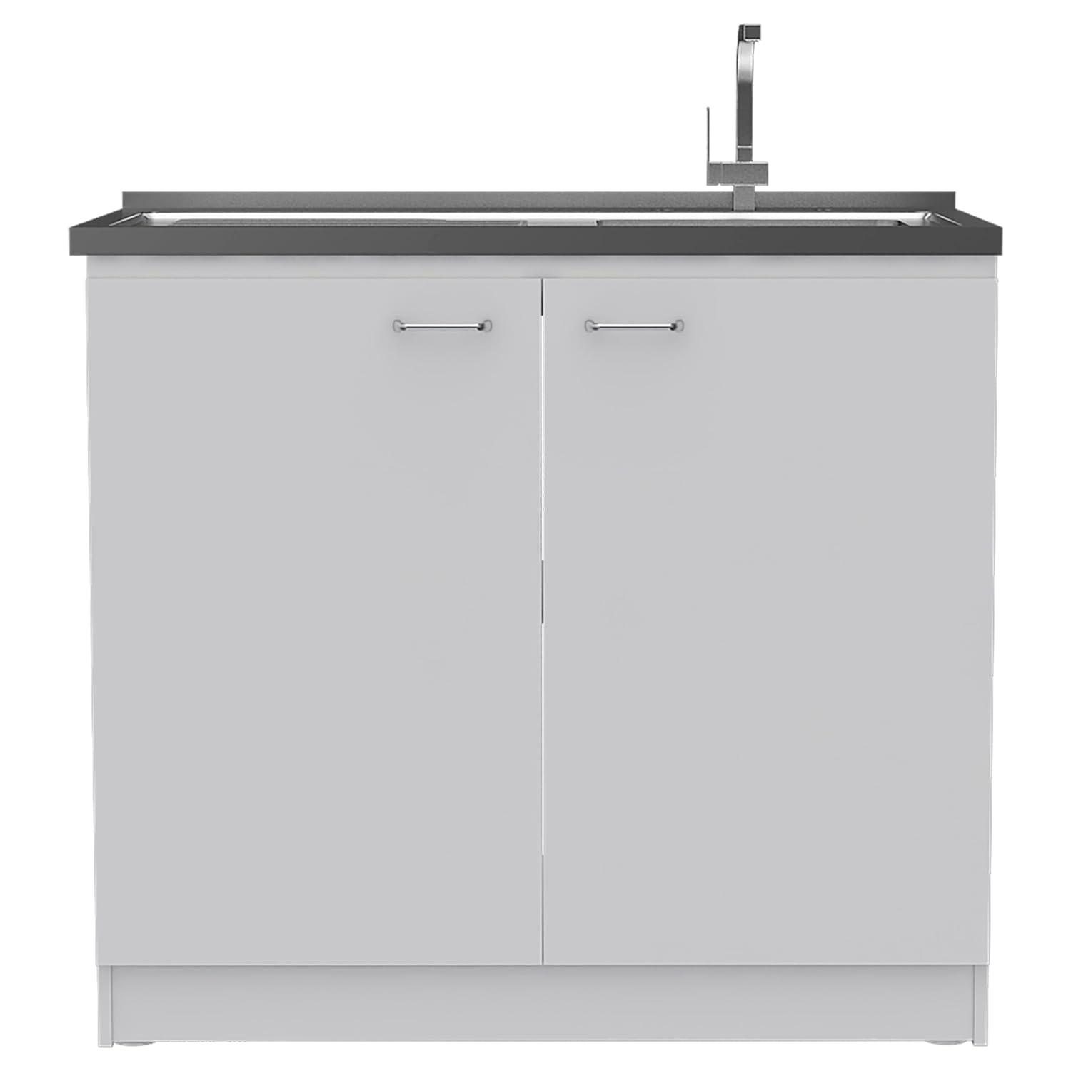 TUHOME Napoles Utility Sink Cabinet With Integrated Steel Sink