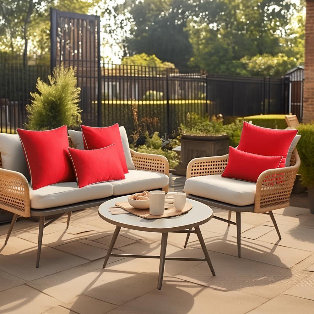 MIULEE Pack of 2 Decorative Outdoor Waterproof Pillow Covers Square Garden Cushion Sham Throw Pillowcase Shell for Spring Patio Tent Couch 18x18 Inch Red