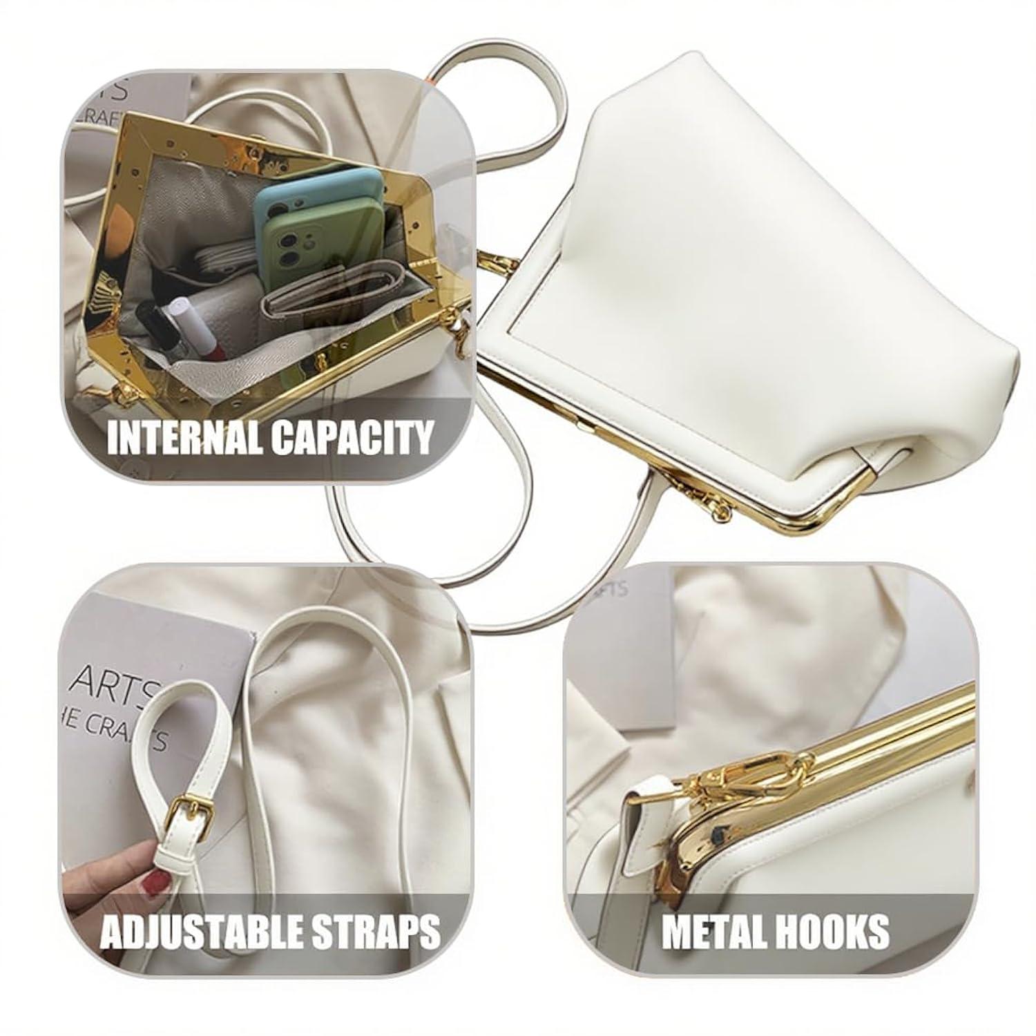 Women Shoulder Bags Crossbody Bag PU Leather Hobo Handbags Clutch Purse with Metal Clasp Closure