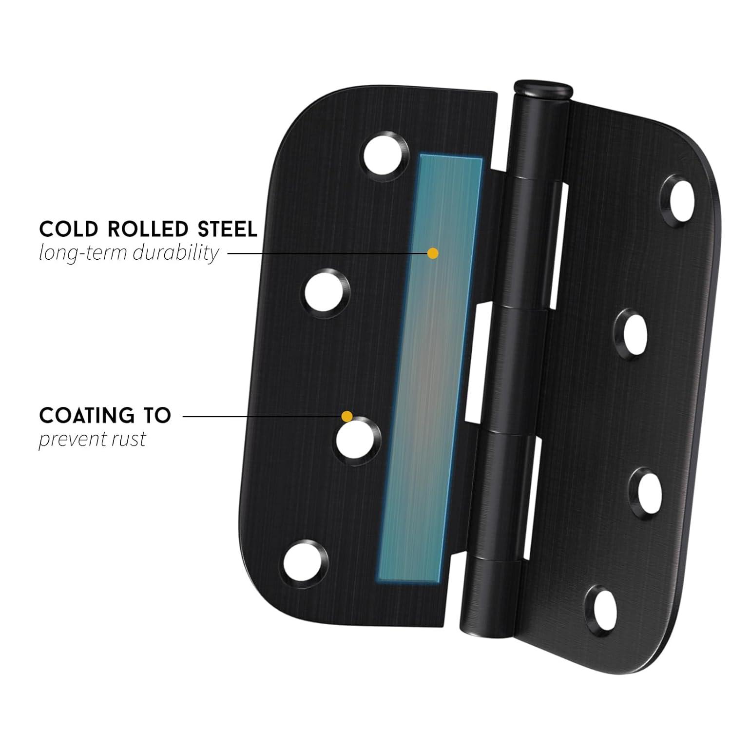 Design House Door Hinge 4-Inch, 5/8-inch Radius, 3-Pack (Set of 3)