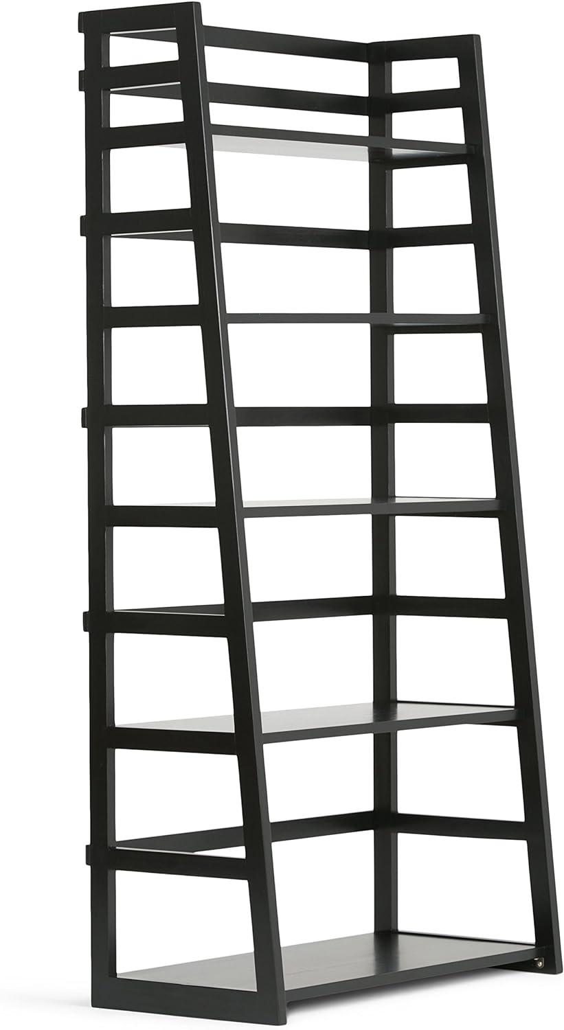 Acadian Solid Wood 30" Transitional Black Ladder Shelf