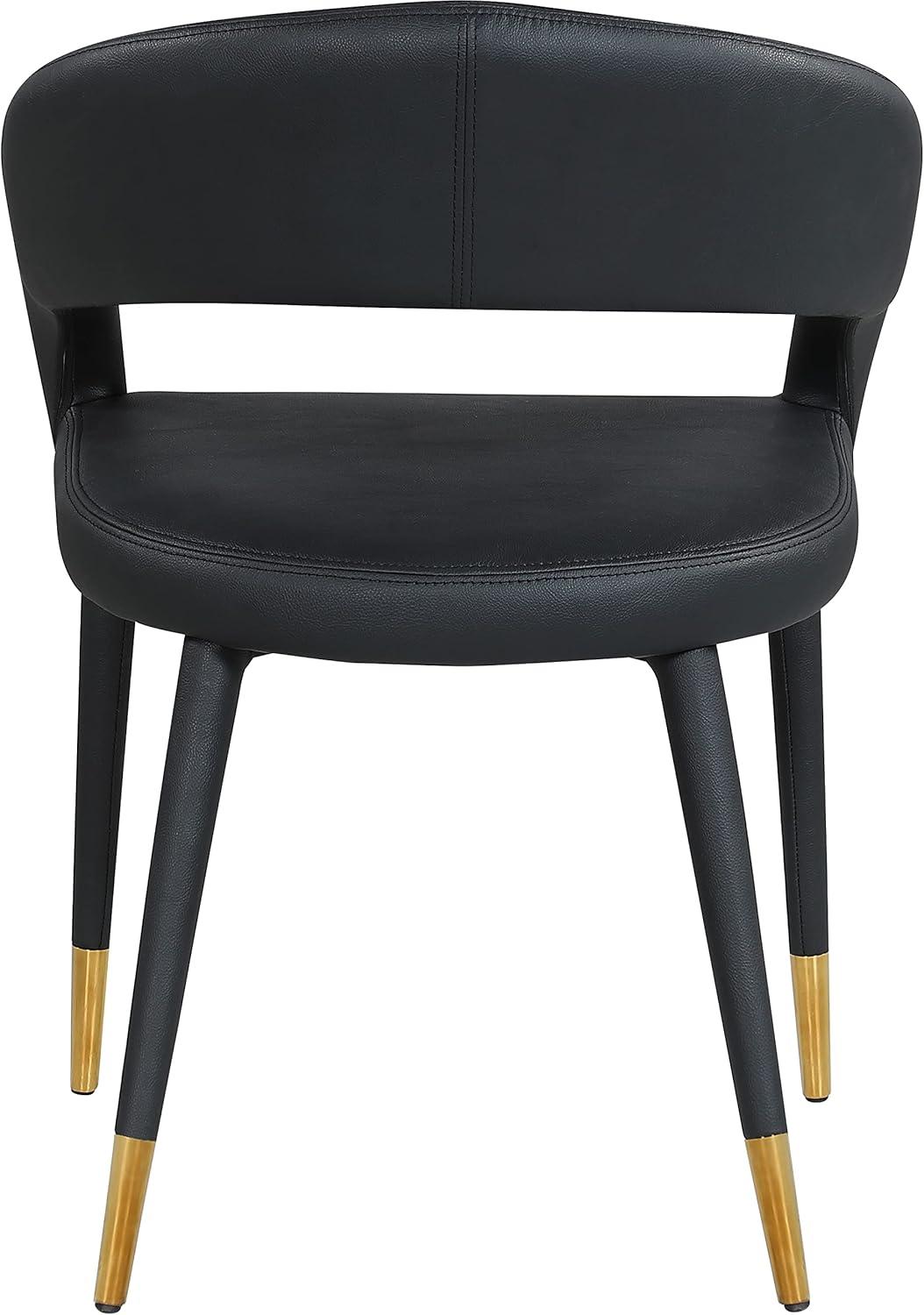 Destiny 23" Black Faux Leather Upholstered Arm Chair with Gold Accents