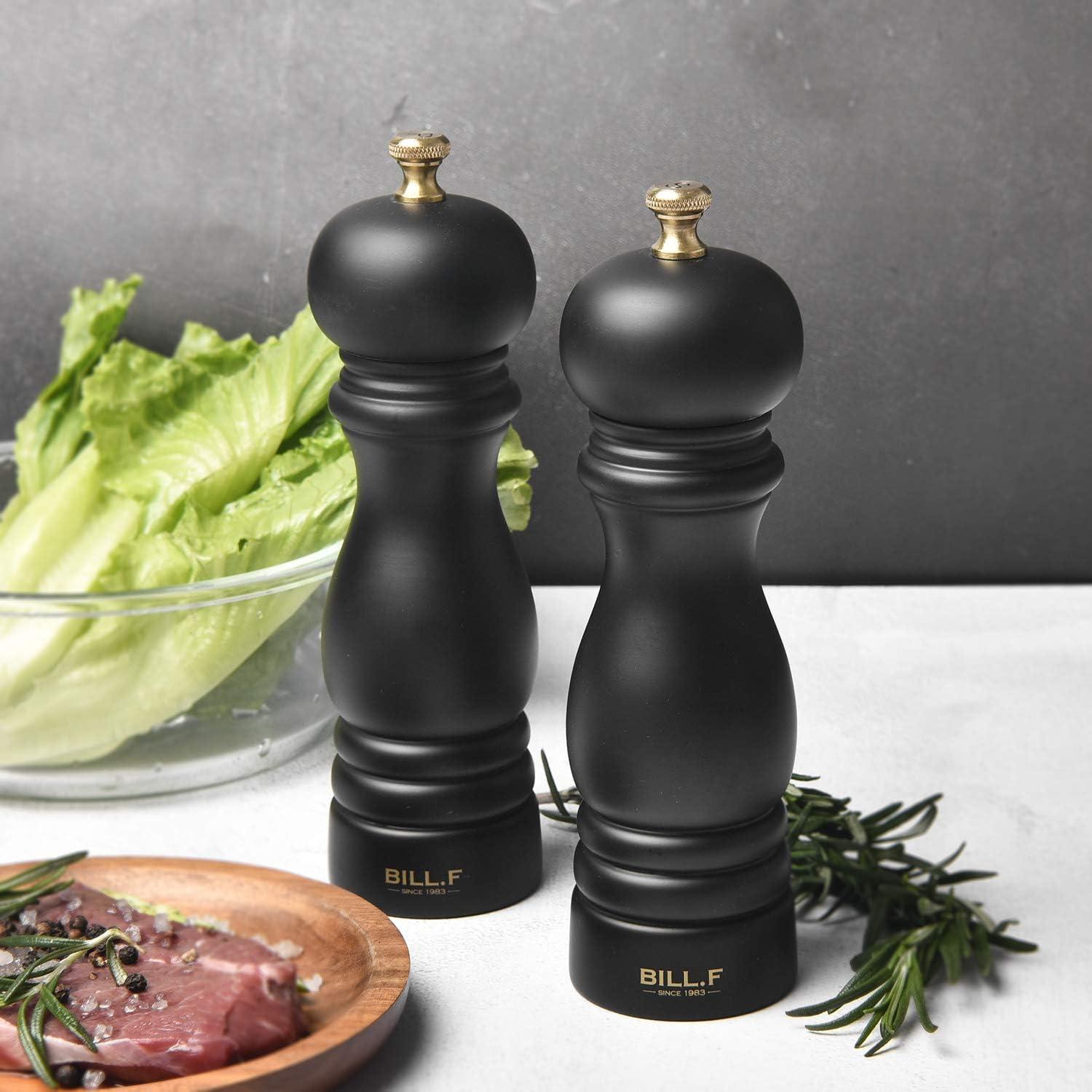 Salt and Pepper Grinder Set, Wood Pepper Mill Set of 2 Manual Salt Pepper Shakers