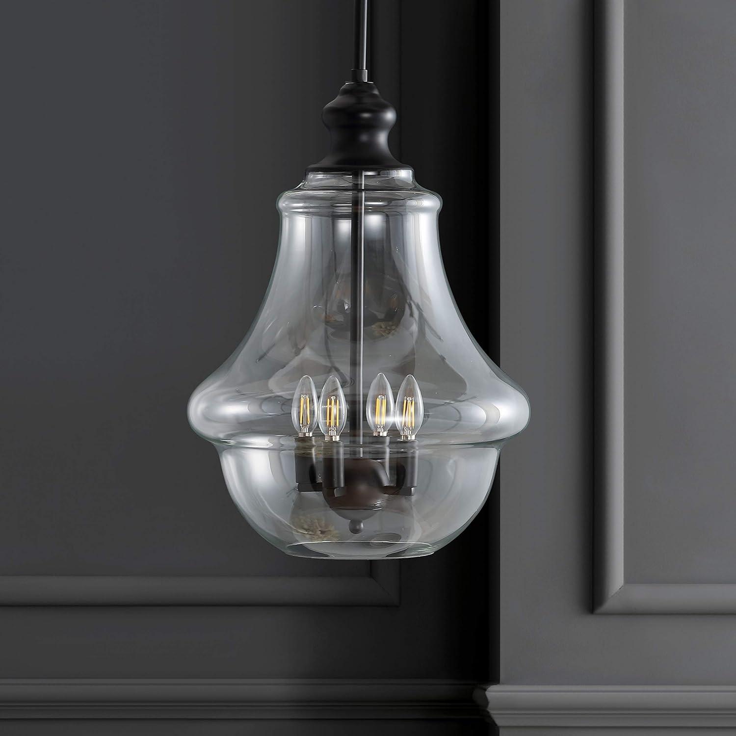 Adam 16" Adjustable Metal/Glass LED Pendant, Oil Rubbed Bronze