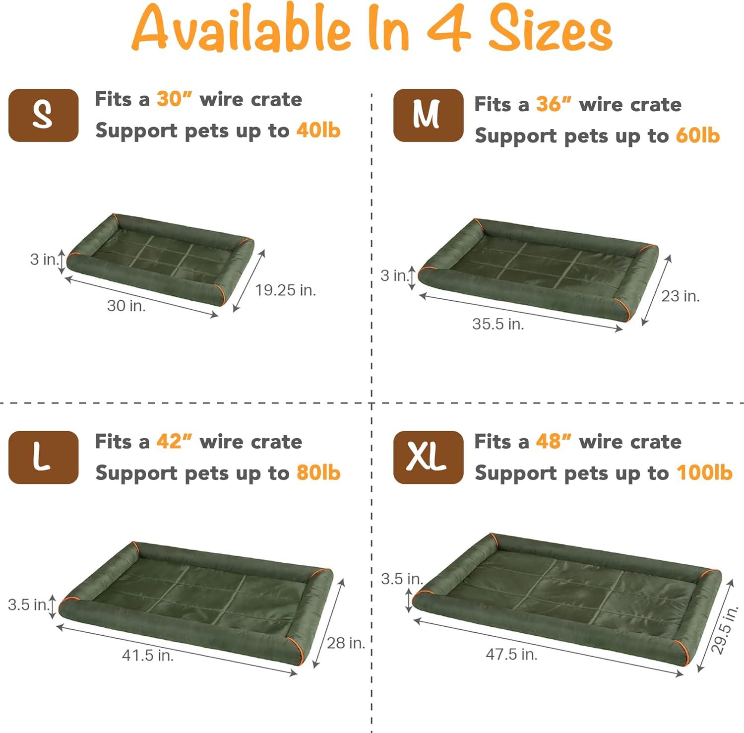 Friends Forever Nova Bolster Dog Bed Crate Pad, Washable Dog Mat for Raised Dog Bed and Dog Crate Bed