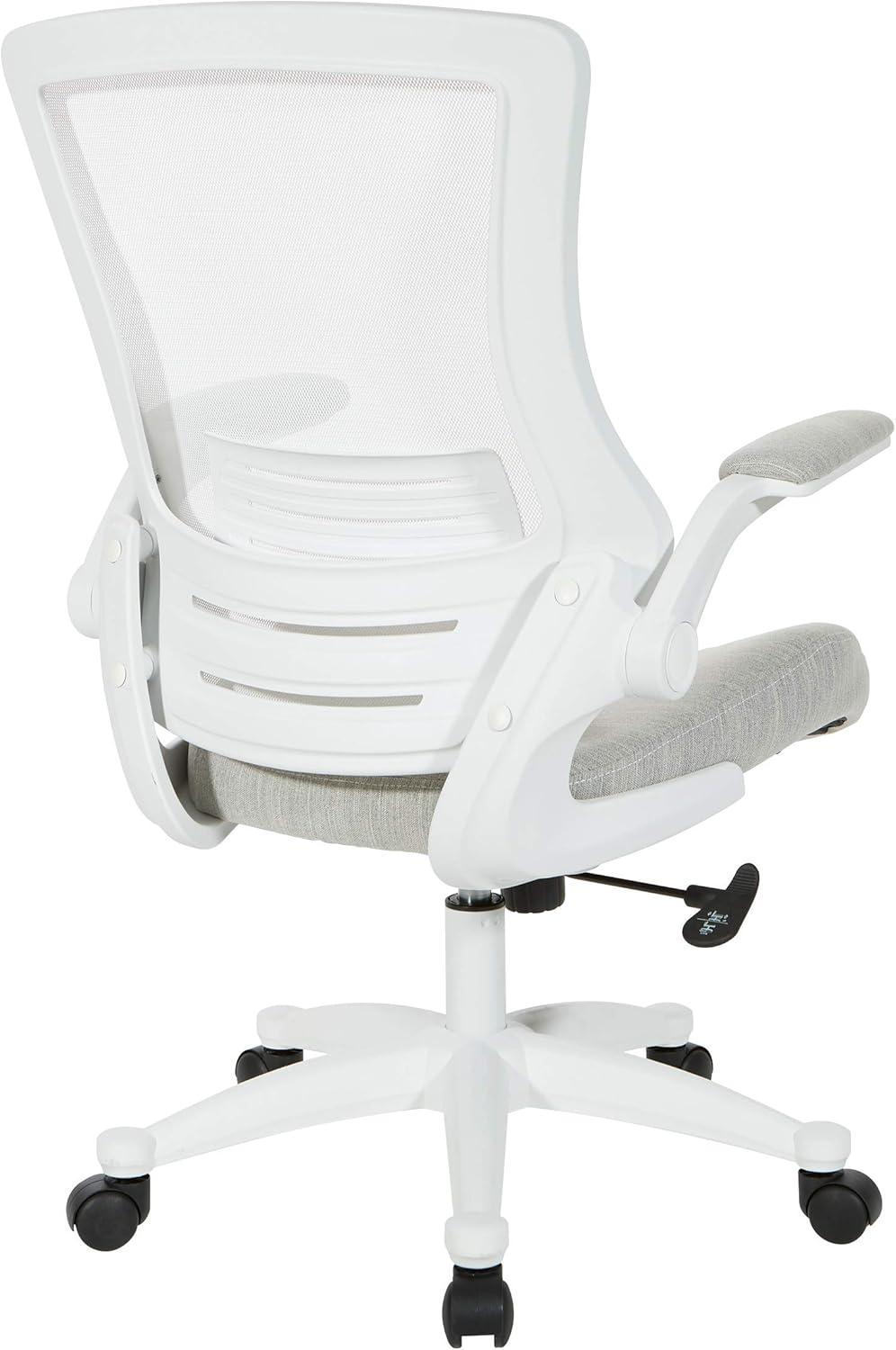 White Screen Back Manager's Chair in Linen Stone Gray Fabric
