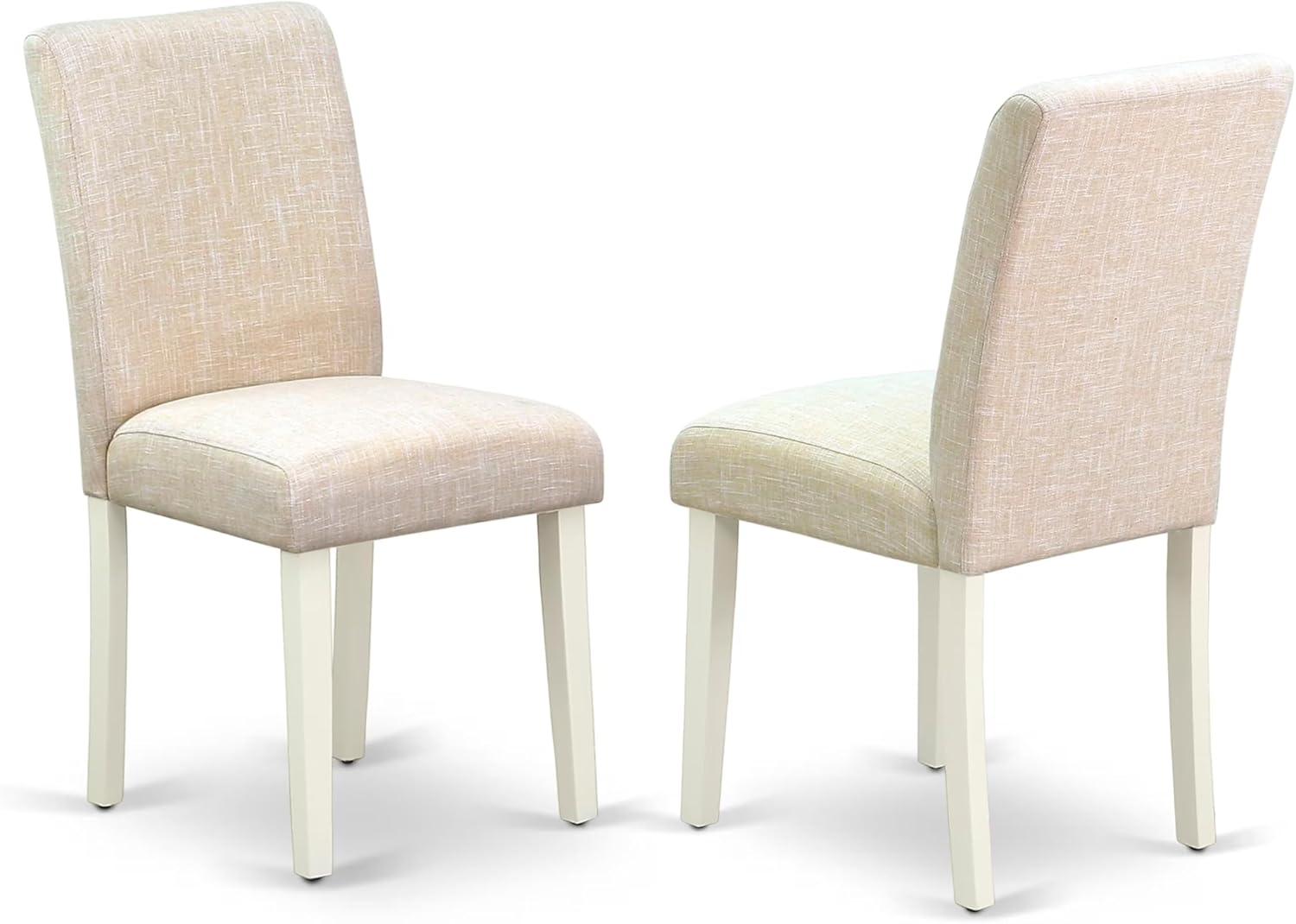 East West Furniture Dublin 3-piece Wood Dining Set with Linen Seat in White
