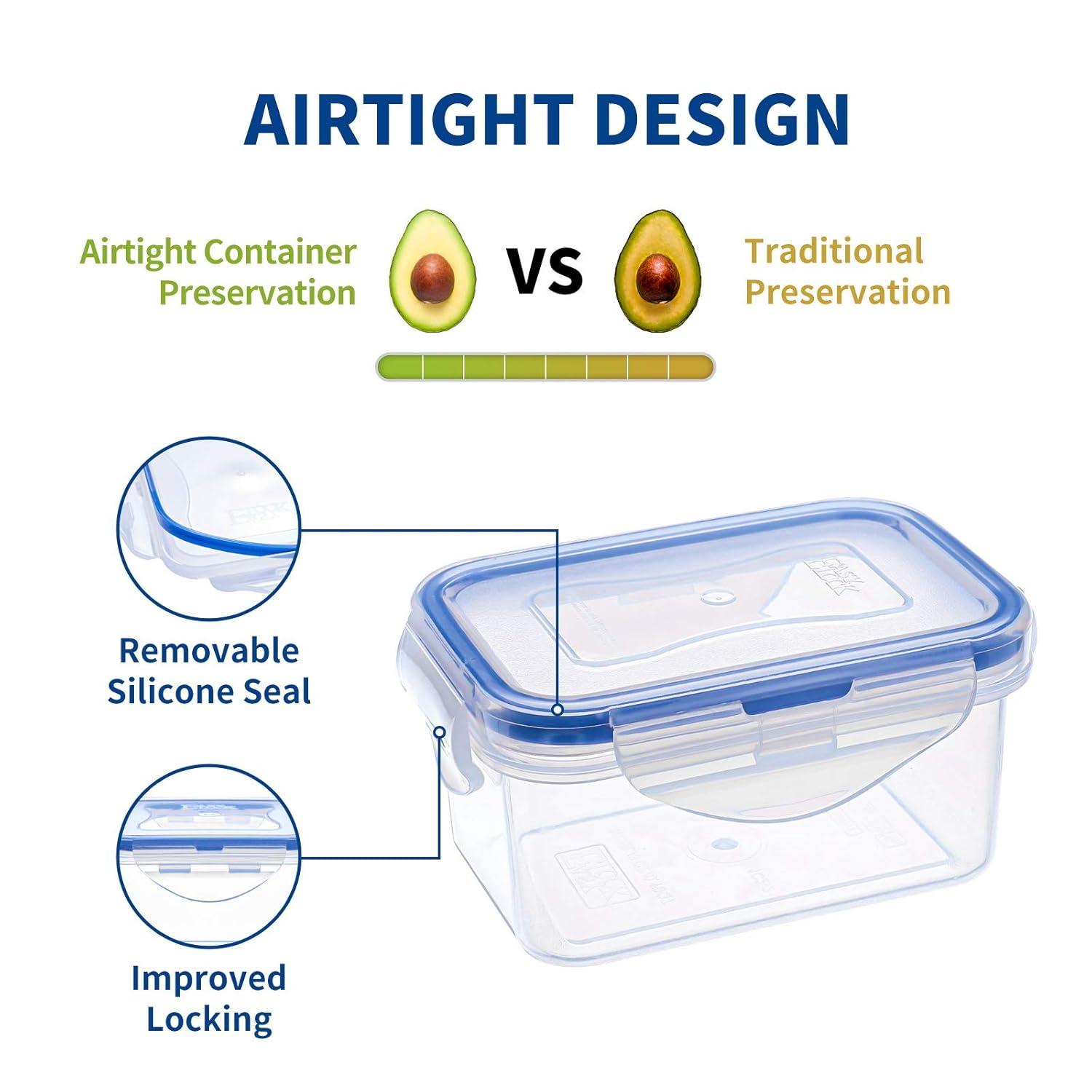 KIGI 4 PACK 6OZ Plastic Small Containers with Lid Portion Control Mini Bento Box Leaf-proof To-go Container Salad