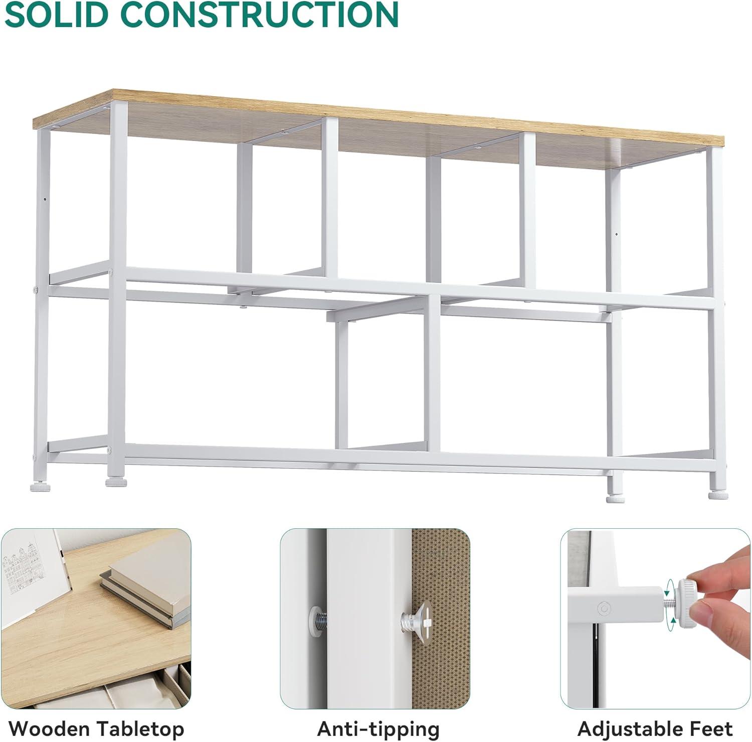 YITAHOME Wide Chest of Drawers, Dresser with 5 Drawers, Oak Greige Fabric Storage Tower, Dresser for Bedroom with 5 Drawers, Living Room, Closets - Sturdy Steel Frame, Wooden Top