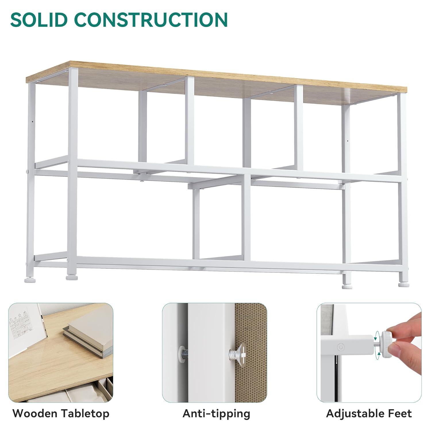 YITAHOME Wide Chest of Drawers, Dresser with 5 Drawers, Oak Greige Fabric Storage Tower, Dresser for Bedroom with 5 Drawers, Living Room, Closets - Sturdy Steel Frame, Wooden Top