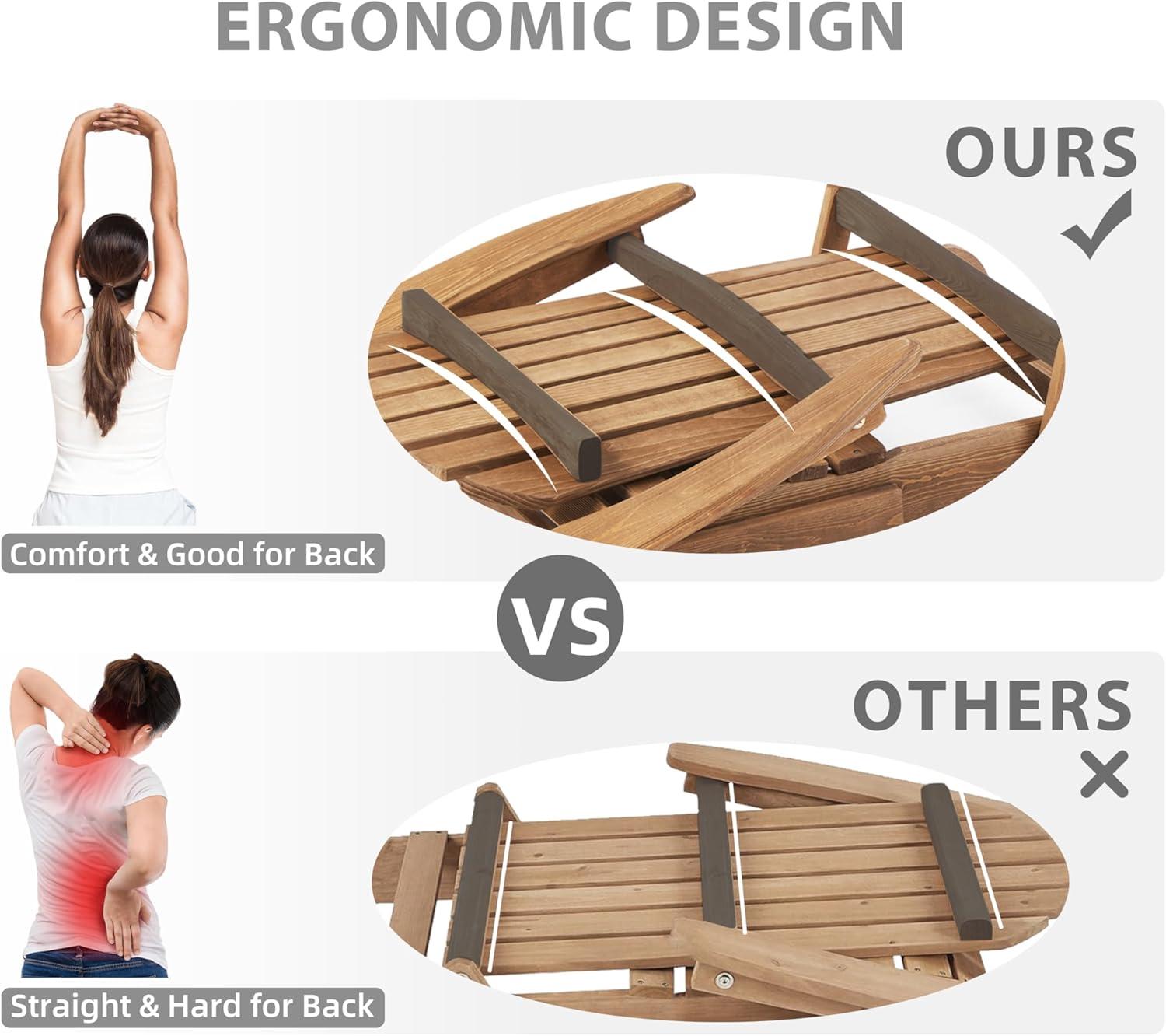 Wooden Folding Adirondack Chair, Half Pre-Assembled Wood Patio Lounge Chair for Outdoor Garden Backyard Porch Pool Deck Firepit